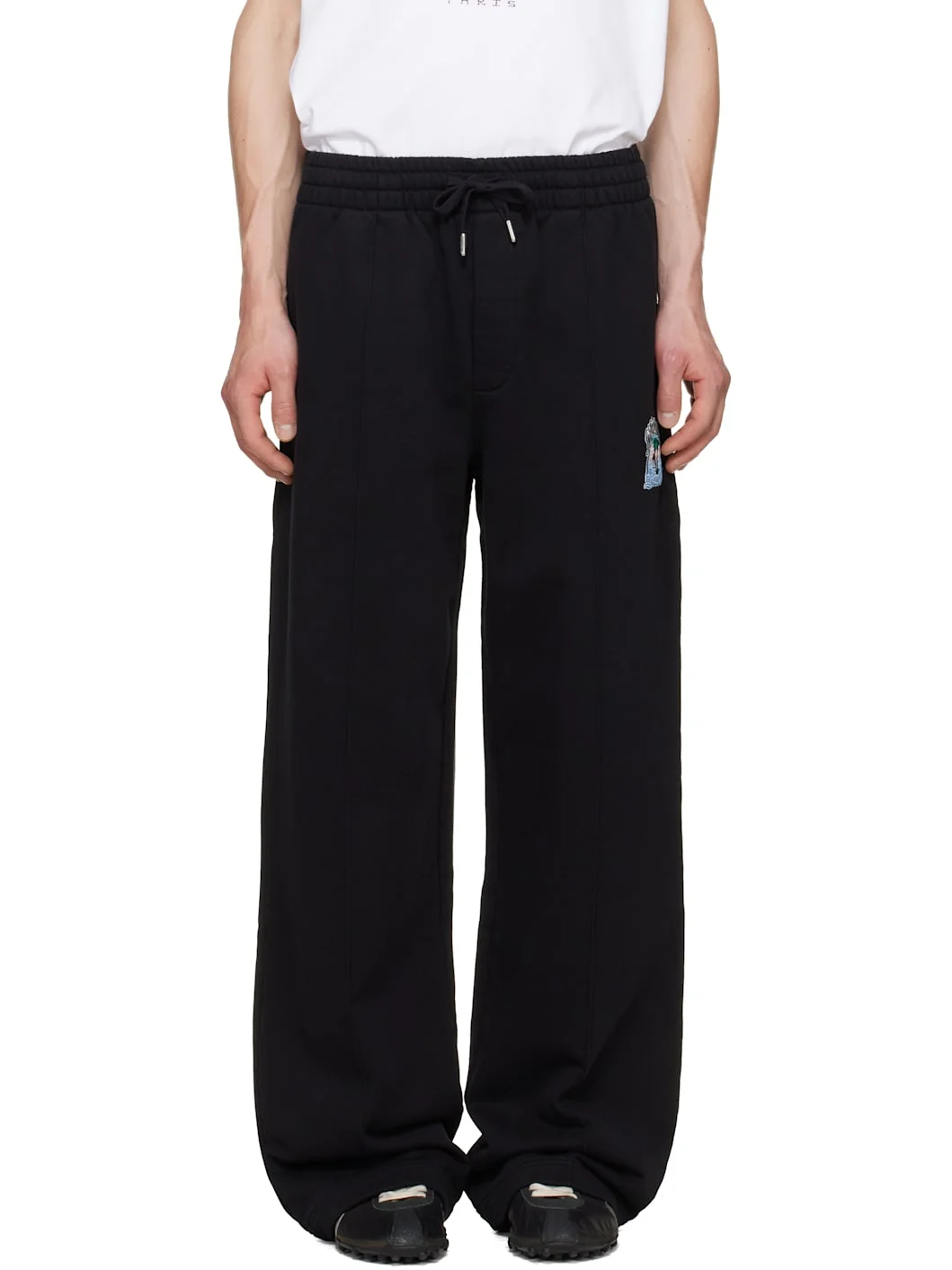 Black Embroidered Classic Sweatpants - 1