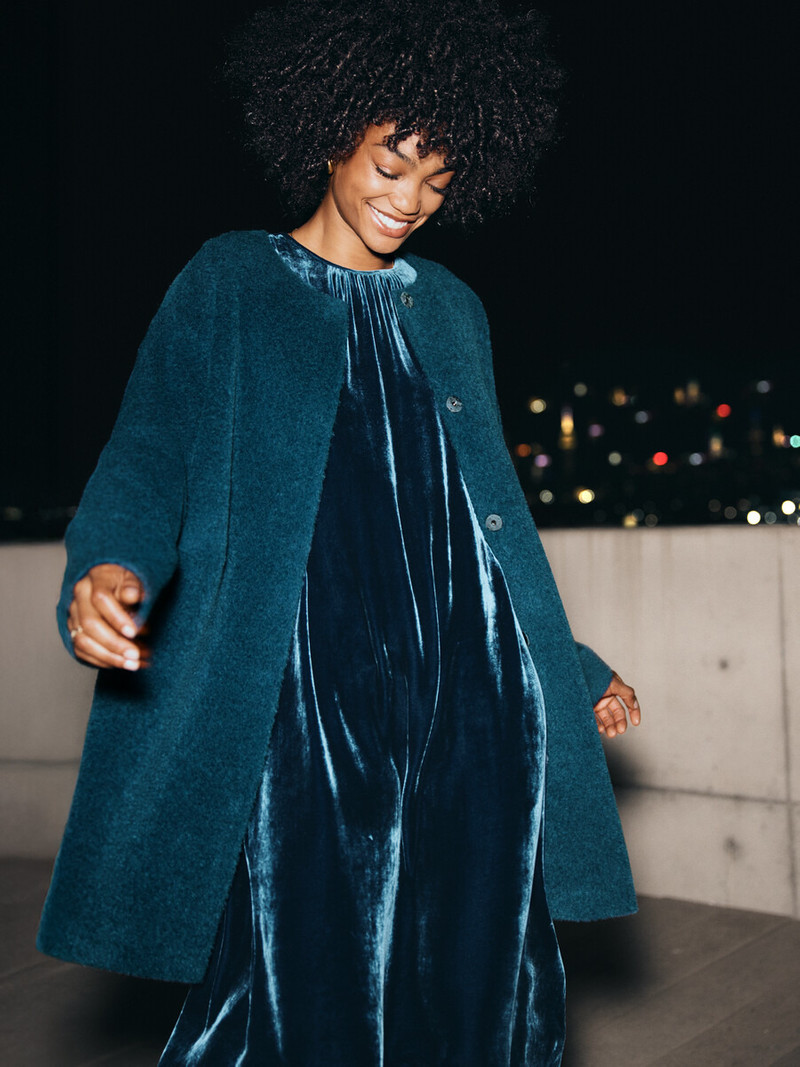 Fine Wool Alpaca Round Neck Coat 7