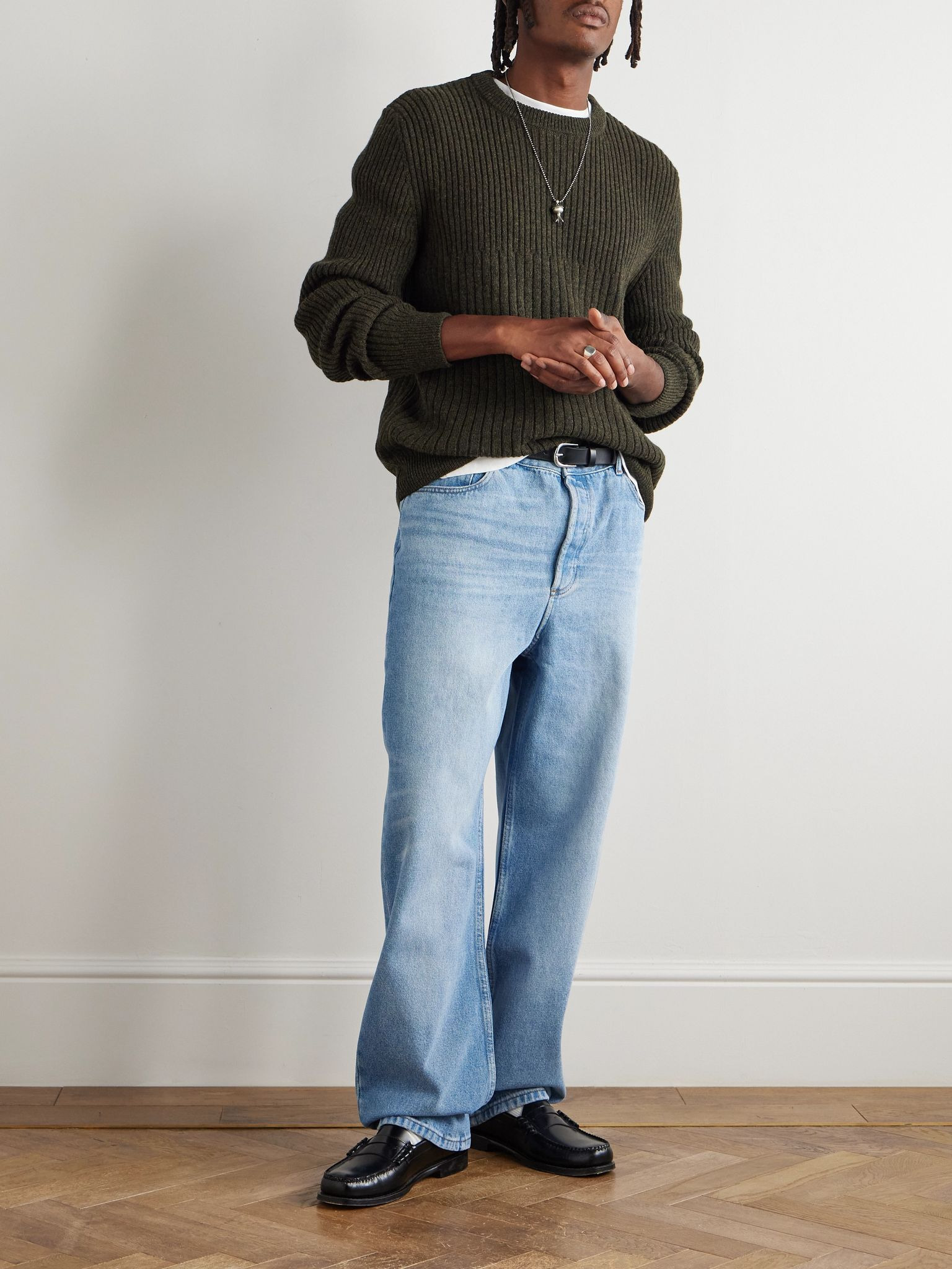 Ribbed Wool Sweater Green - 2