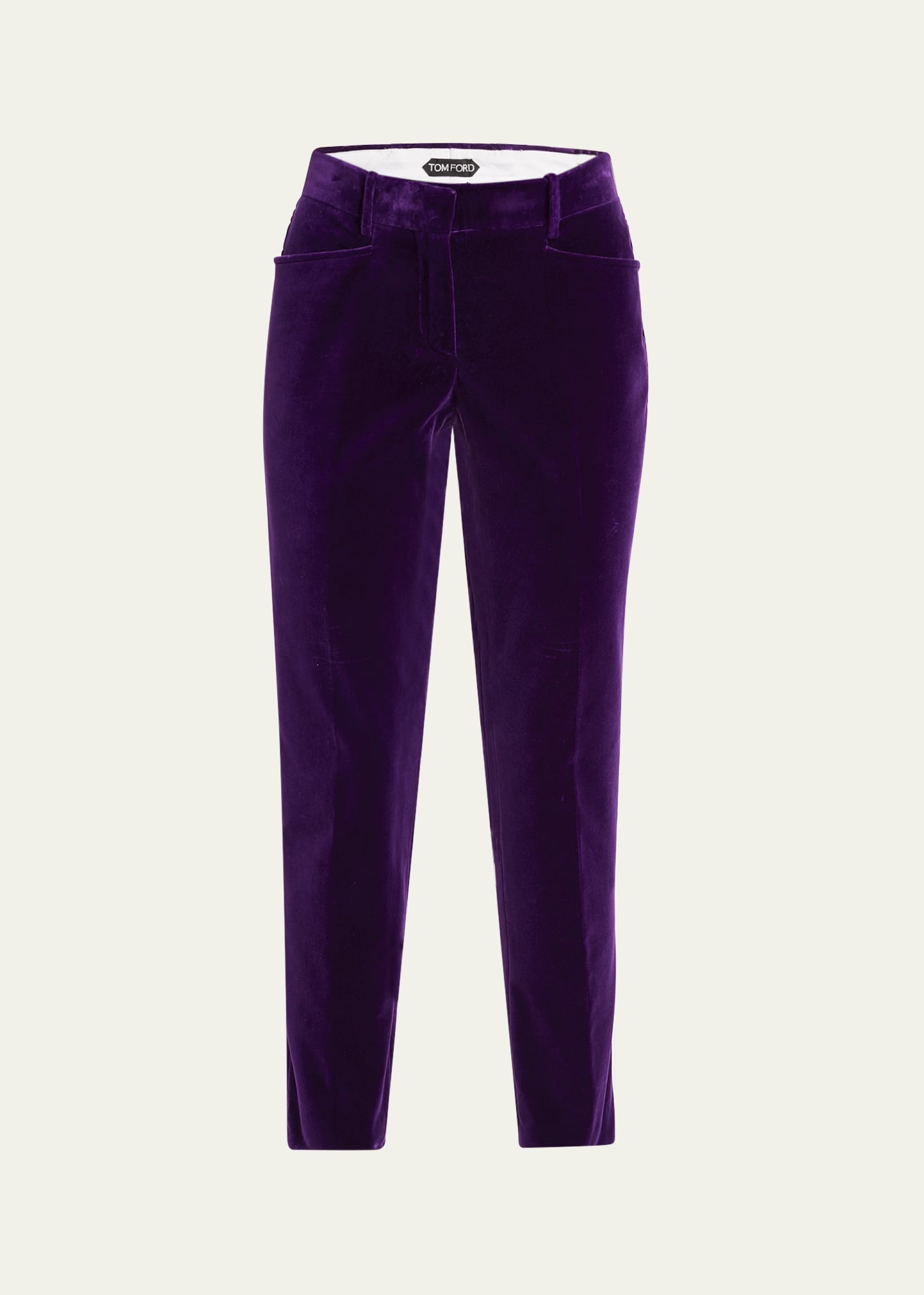 Velvet Slim-Leg Ankle Cigarette Trousers - 1