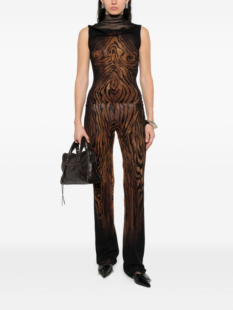 Jean Paul Gaultier high-neck wood-print top outlook