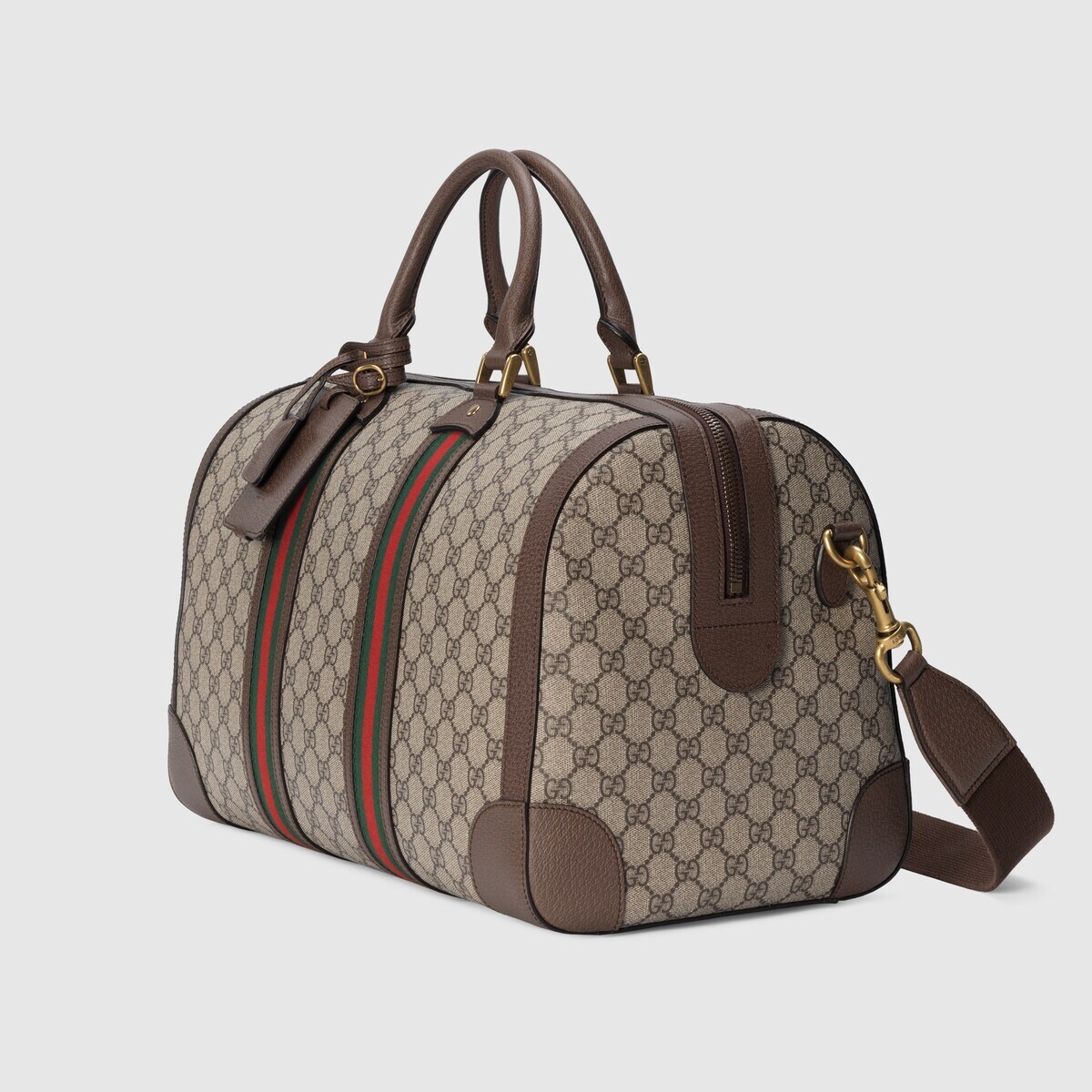 Gucci Savoy maxi duffle bag in beige and ebony Supreme