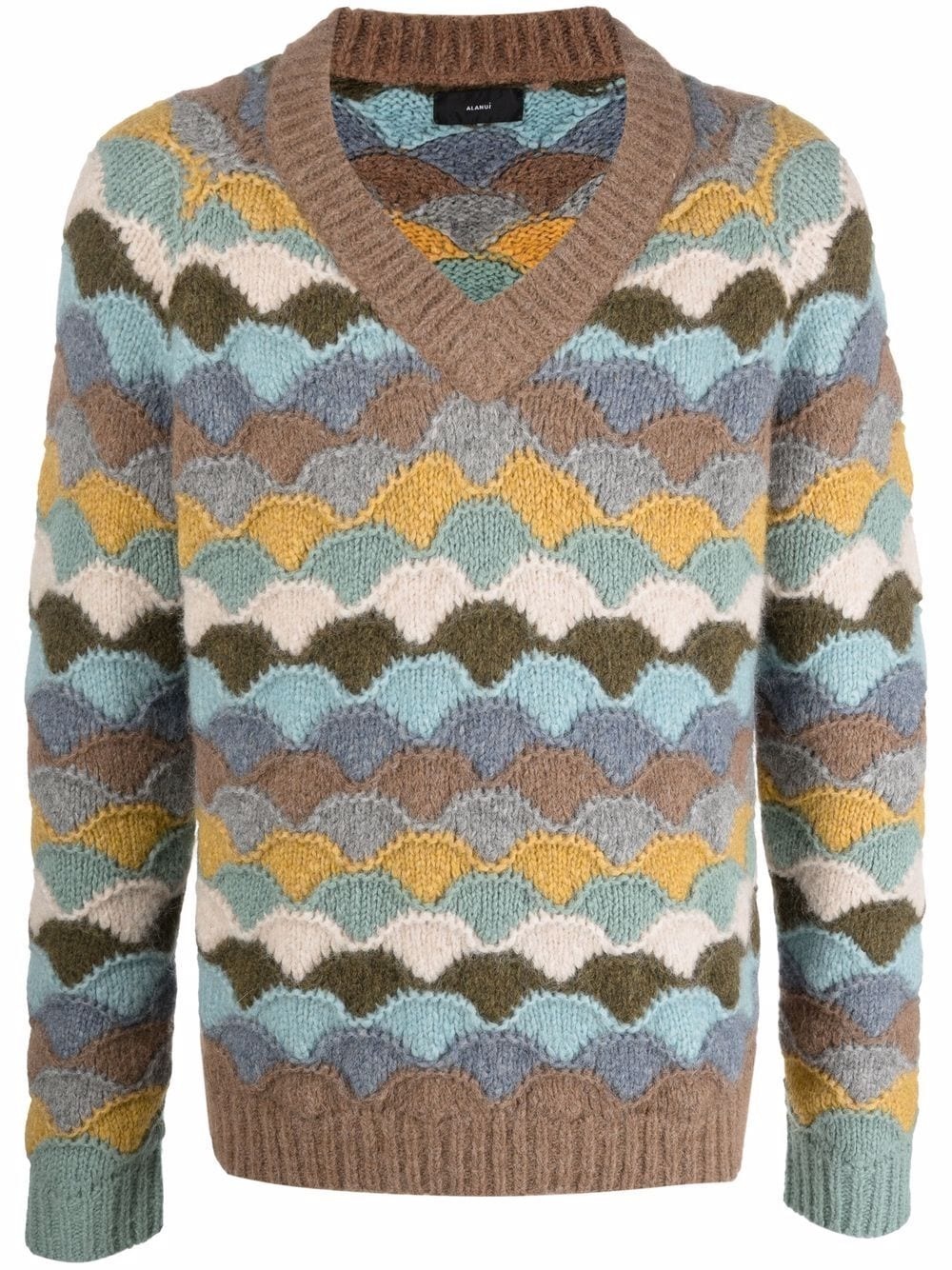 diamond-print V-neck jumper - 1