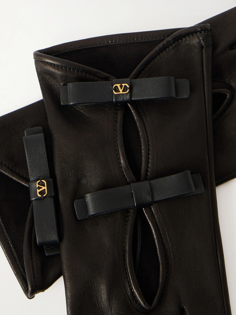 Valentino Vlogo Bow-embellished Leather Gloves outlook