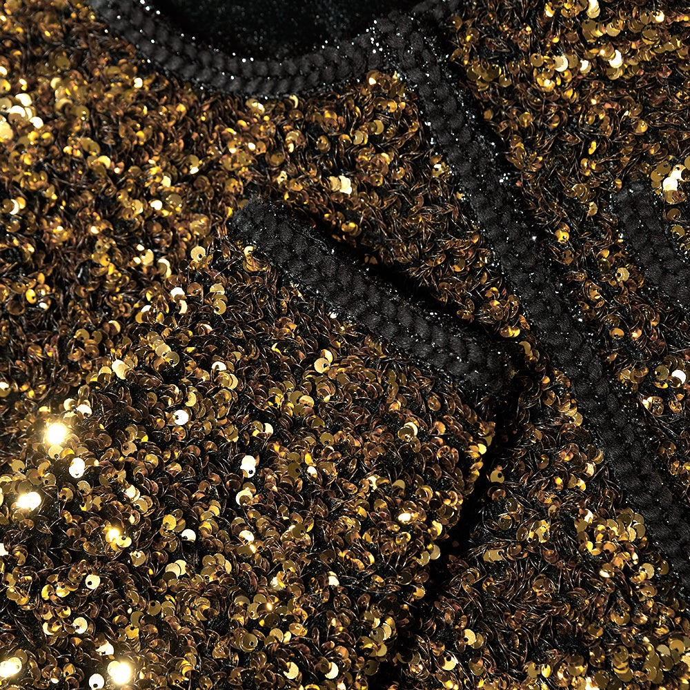 Gold Sequin Cropped Jacket - 6