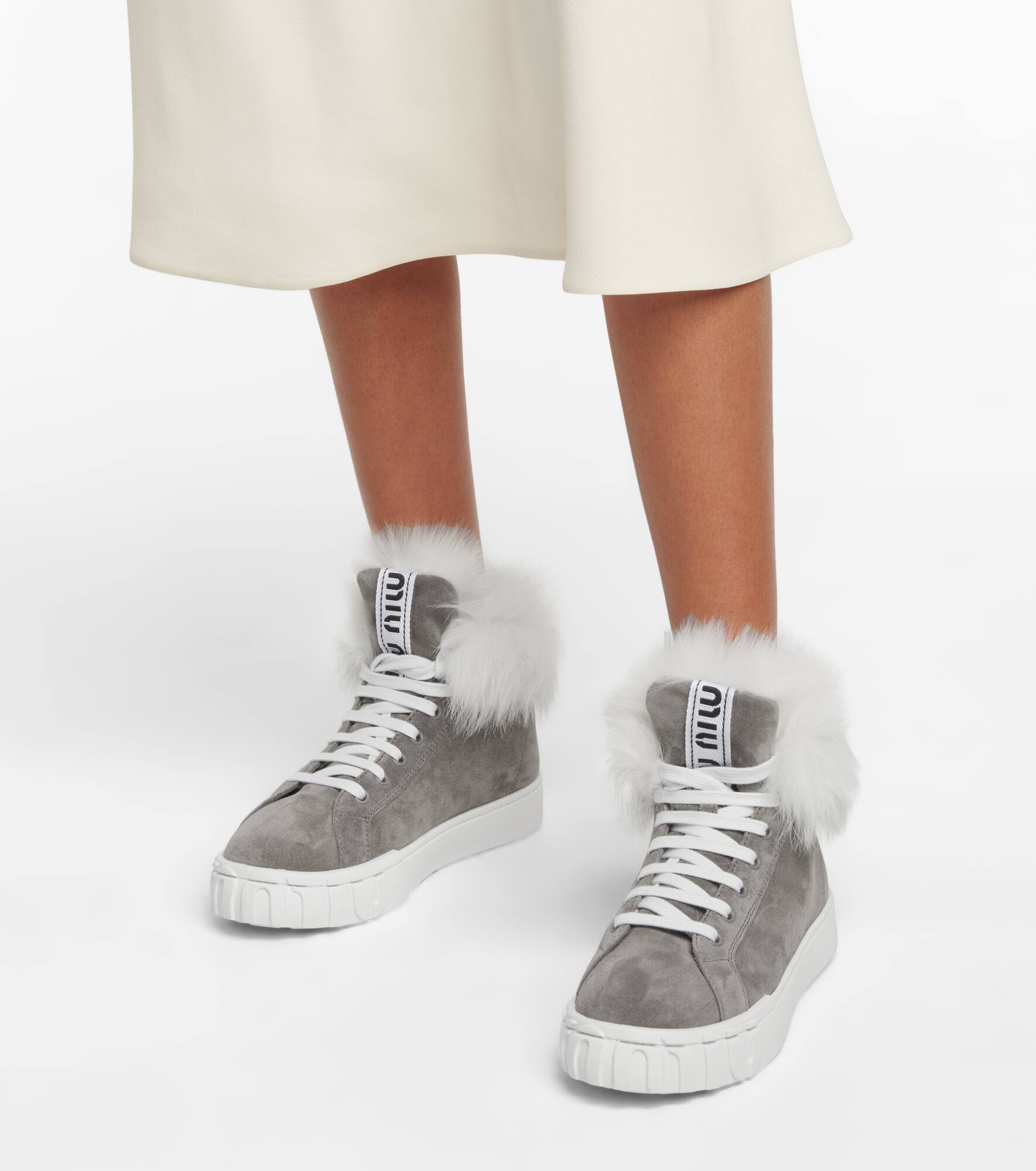 Shearling-lined suede sneakers - 4