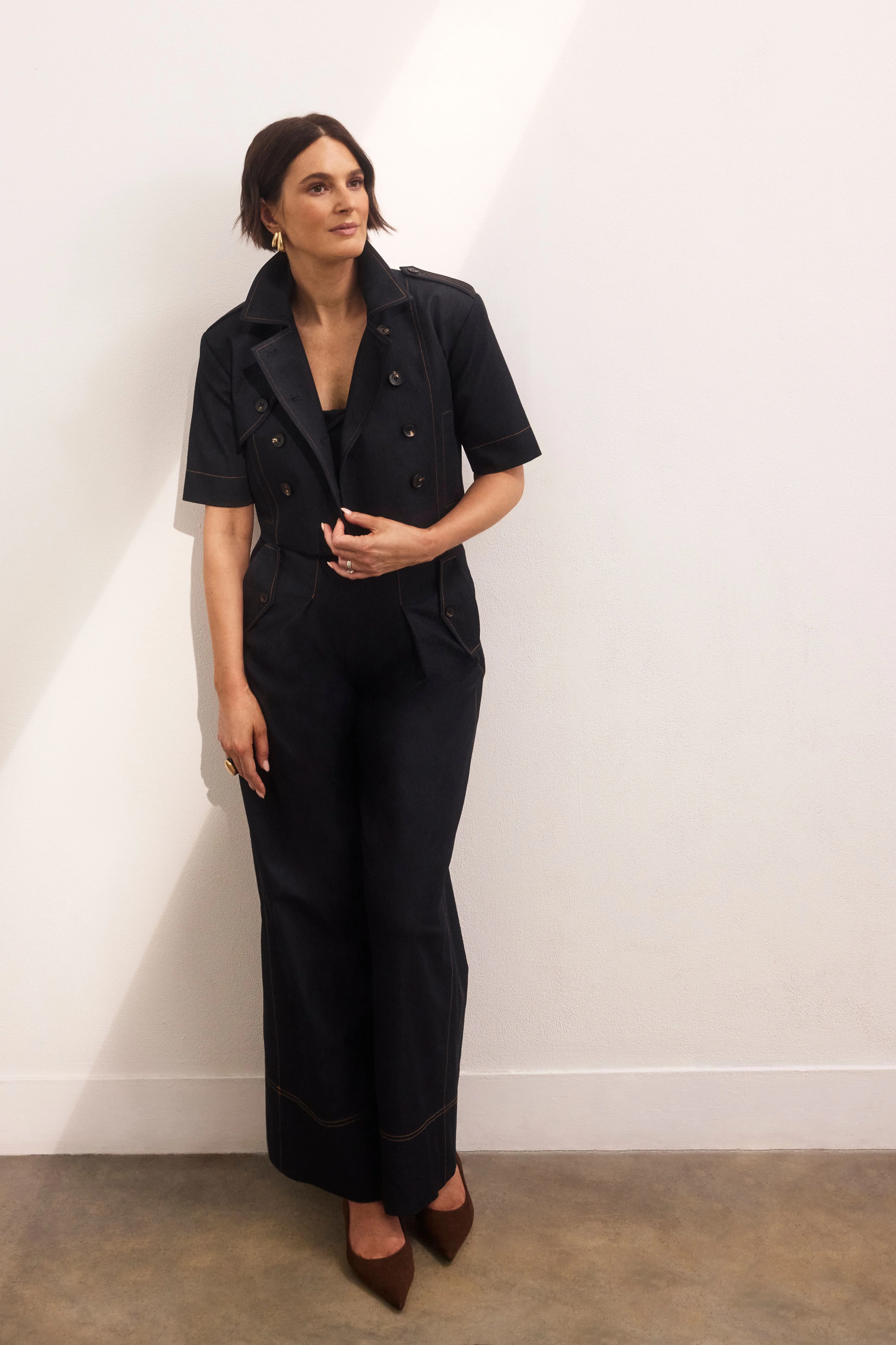 Tailored Denim Trench Bandeau Jumpsuit - 1