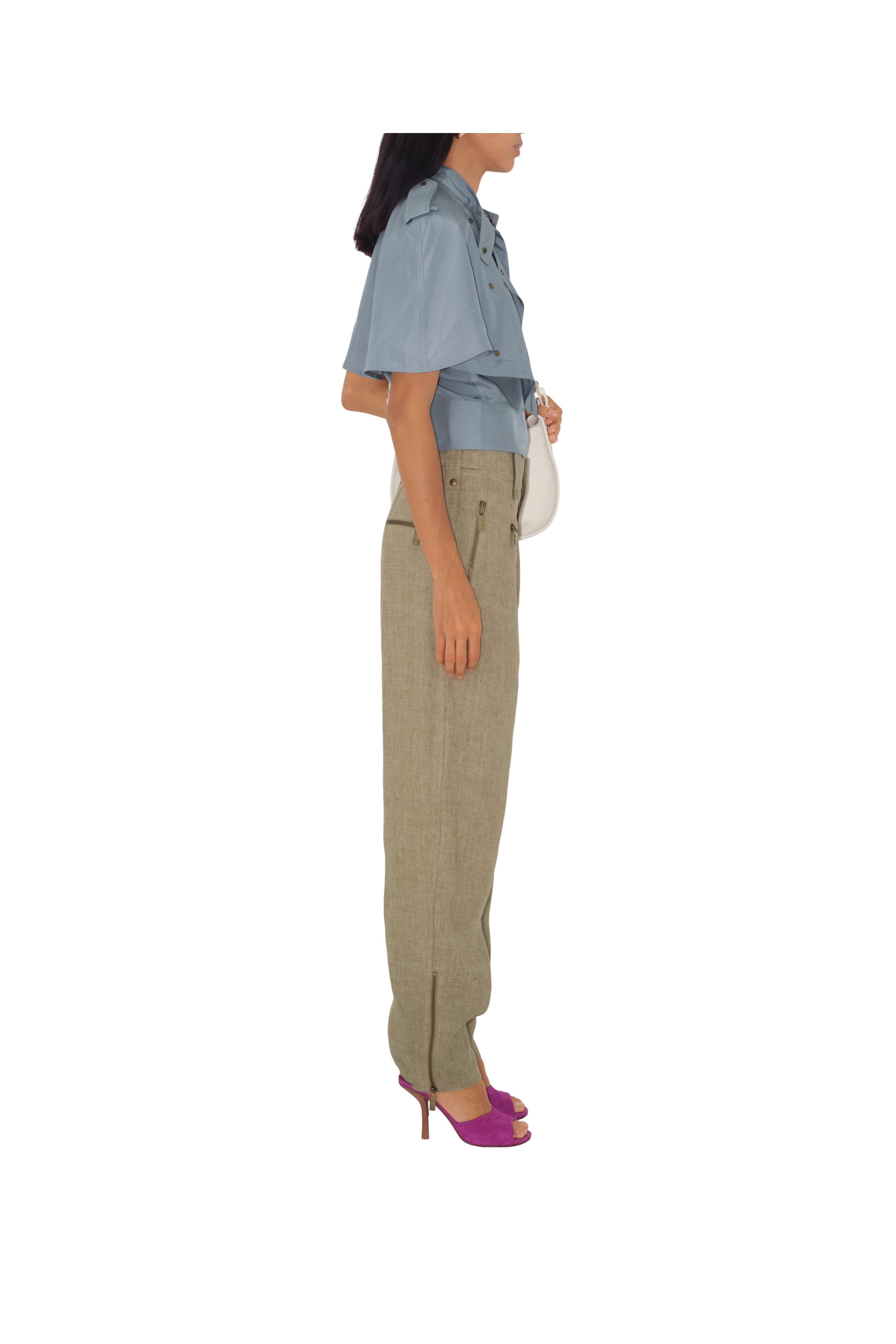 burberry Linen Tailored Trousers in Khaki/milk at Nordstrom - 3