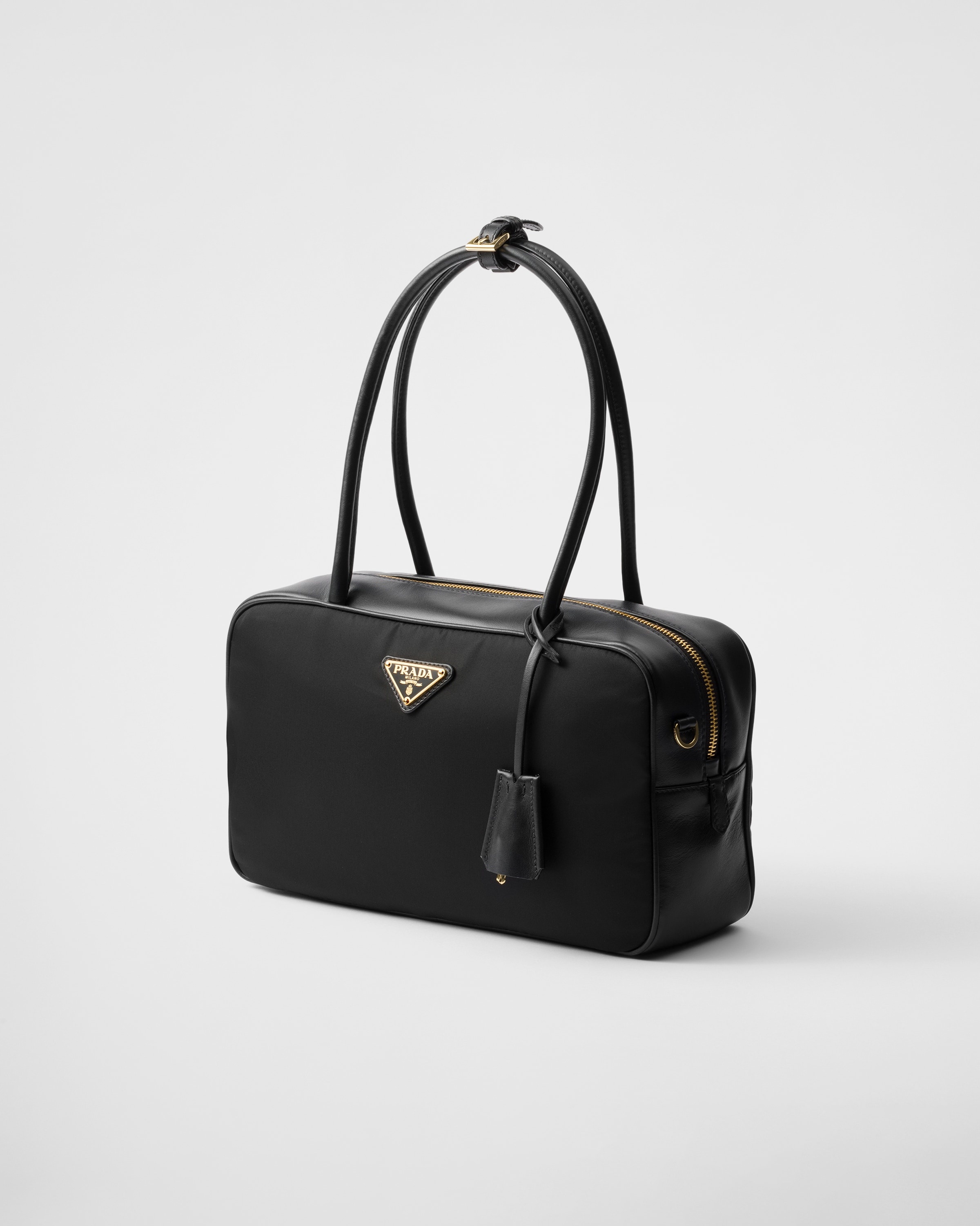 Re-Nylon and leather medium top-handle bag - 2