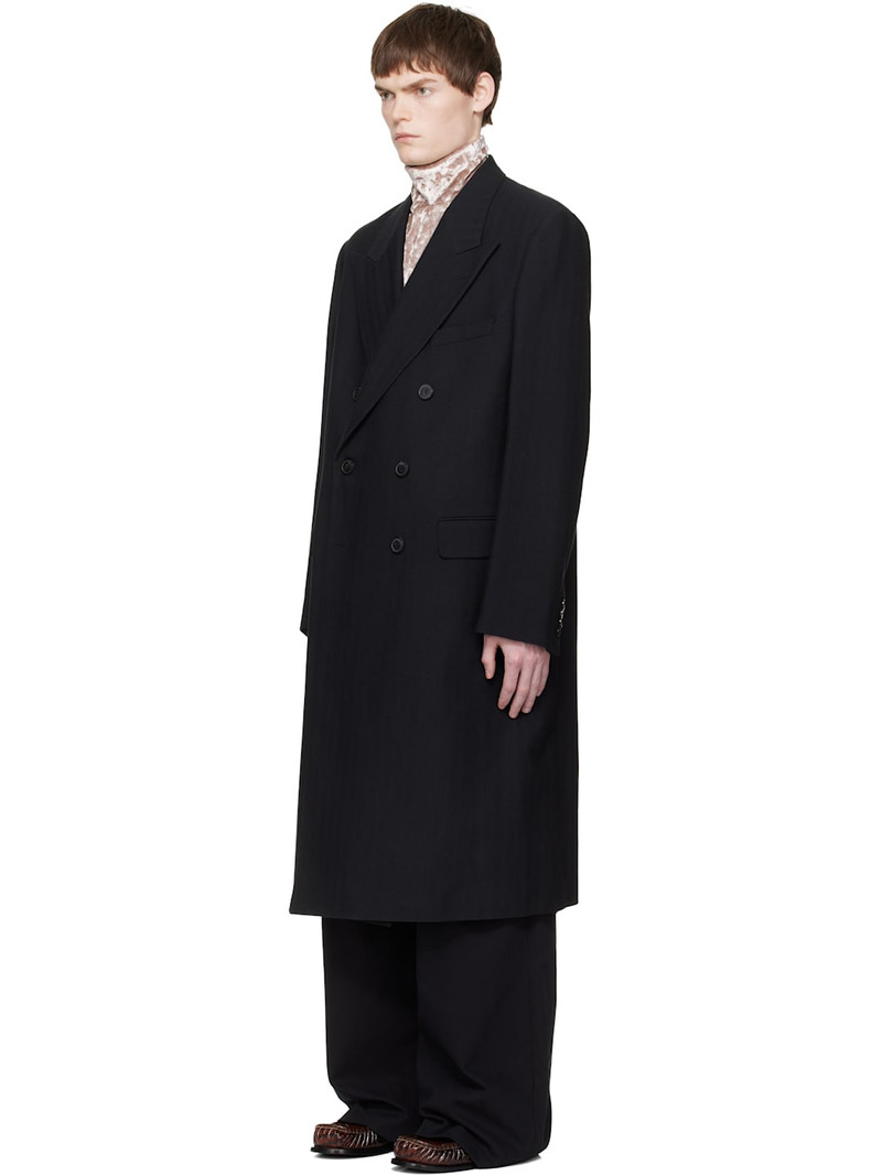 Dries Van Noten Black Double-Breasted Coat outlook