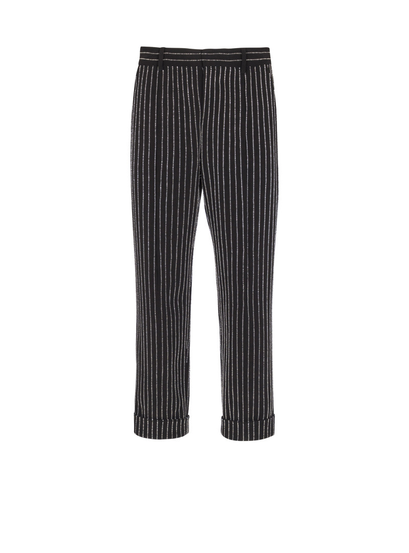 Straight-leg trousers with crystal stripes 1