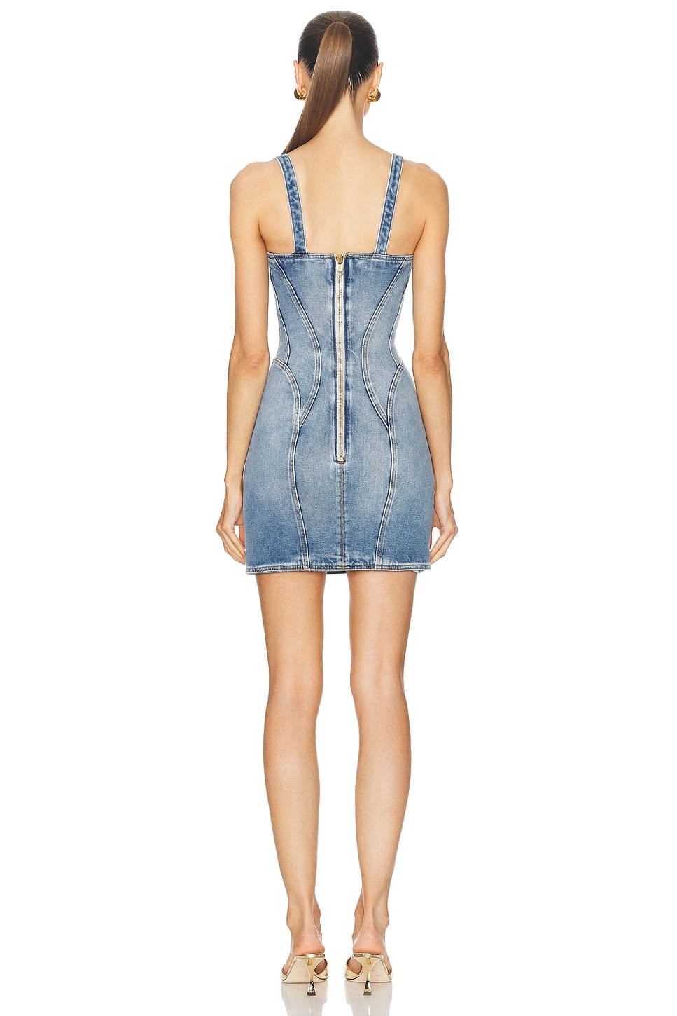 Buttoned Denim Short Dress - 3