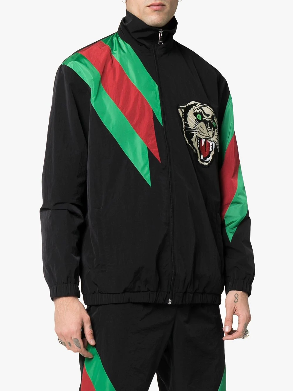 embroidered contrast stripe logo track jacket - 3