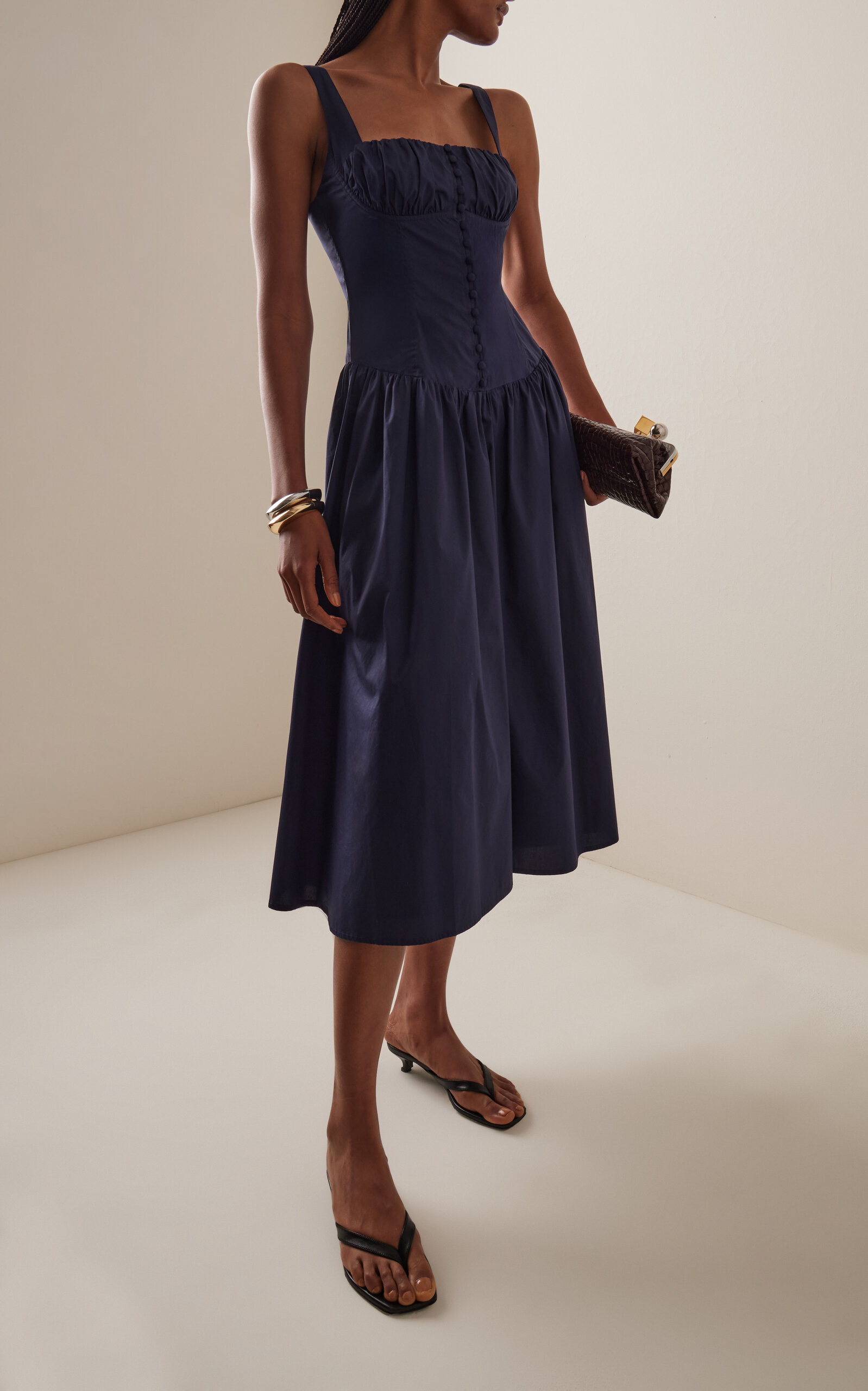Emmett Corset Poplin Midi Dress navy - 2