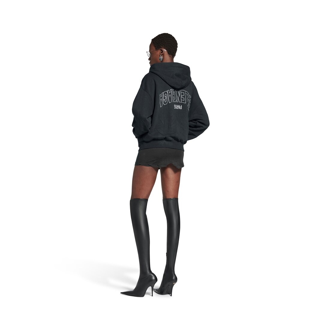 Flipped Uni Zip-up Hoodie Regular Fit in Black Faded/anthracite - 3