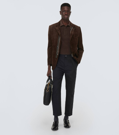 TOM FORD Leather-trimmed suede blazer outlook
