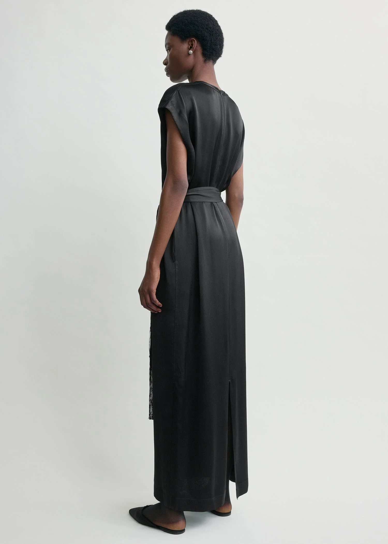 TOTEME Crew satin dress black | REVERSIBLE