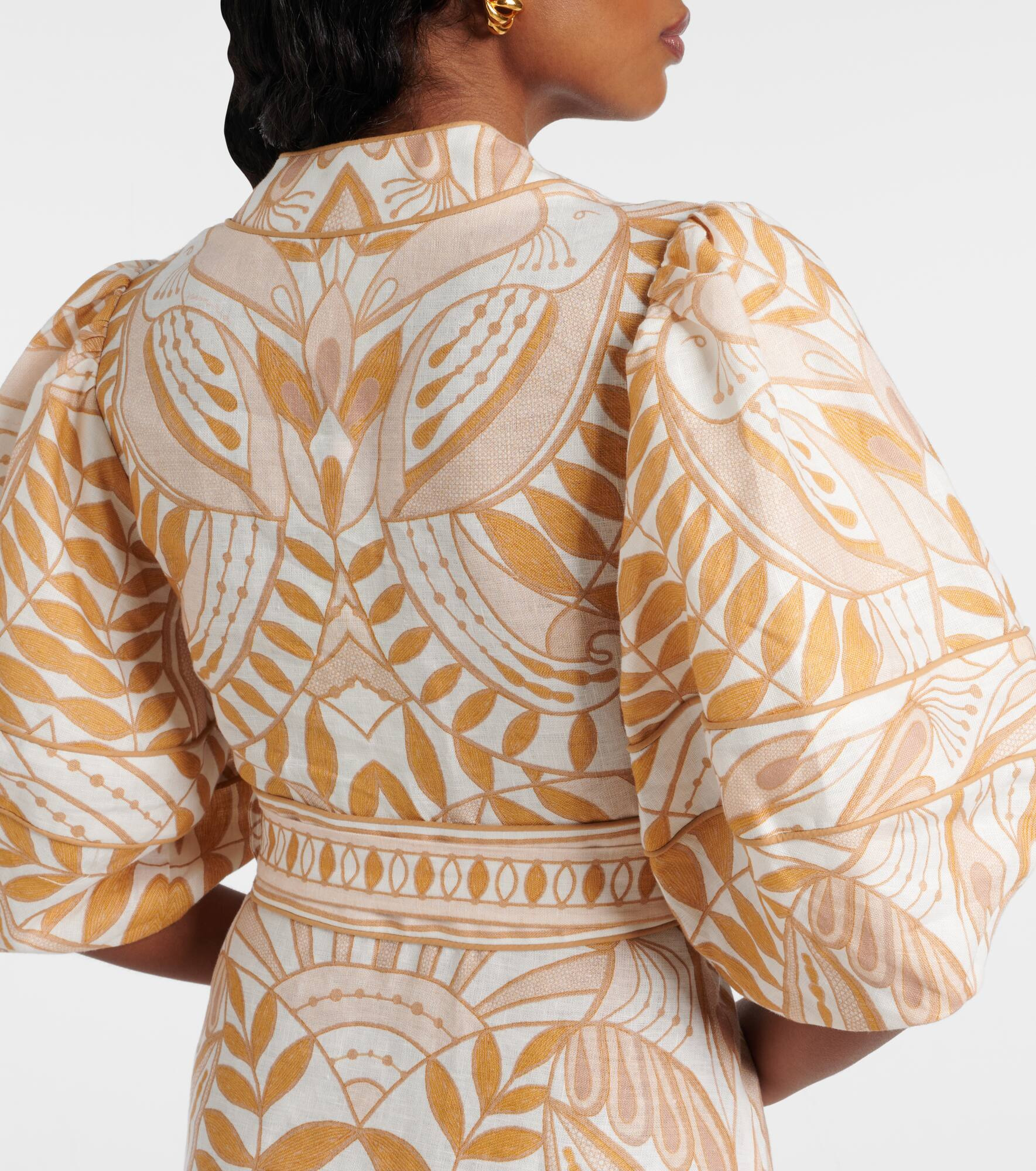 Printed belted linen minidress - 6
