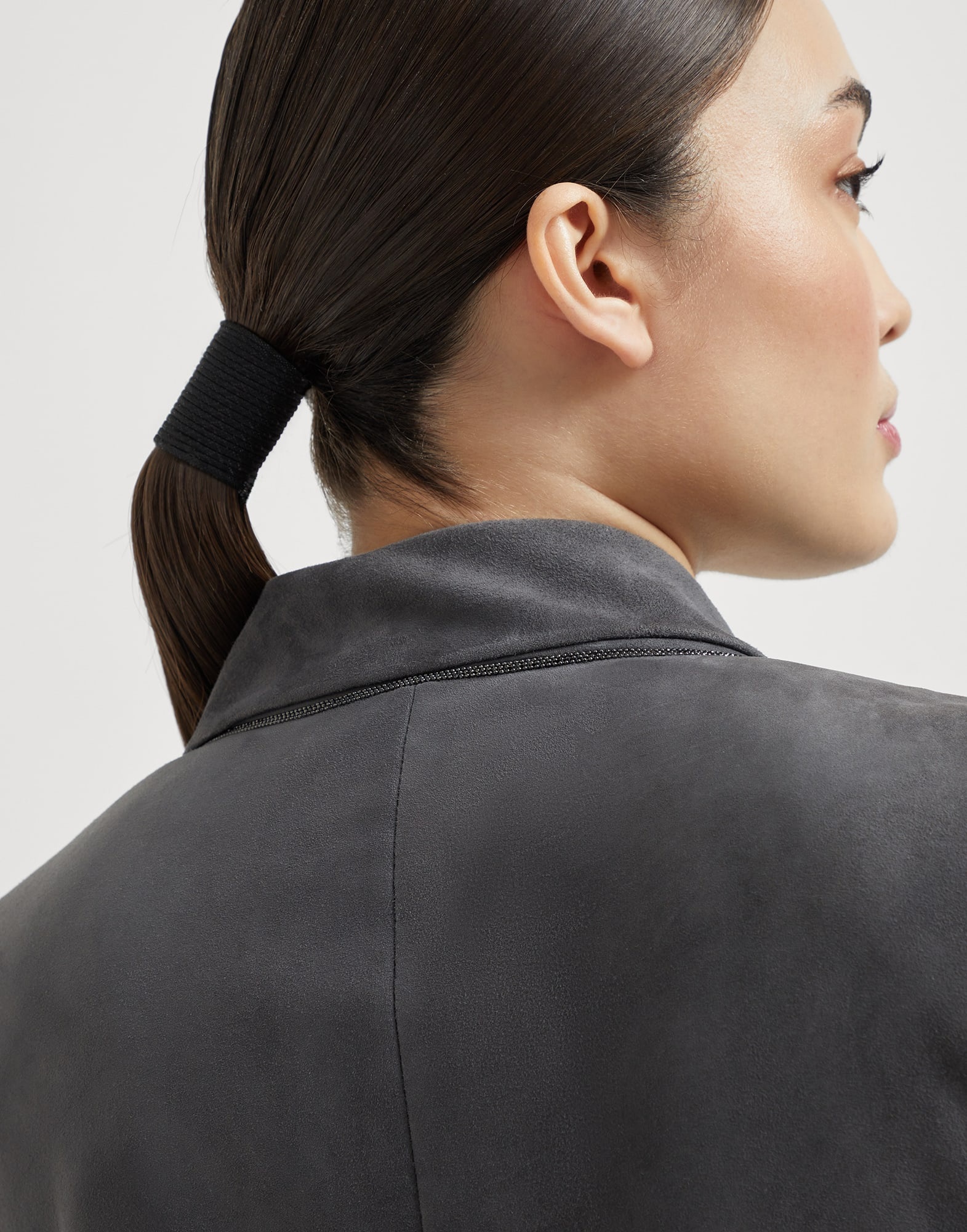 Suede blazer with monili - 3