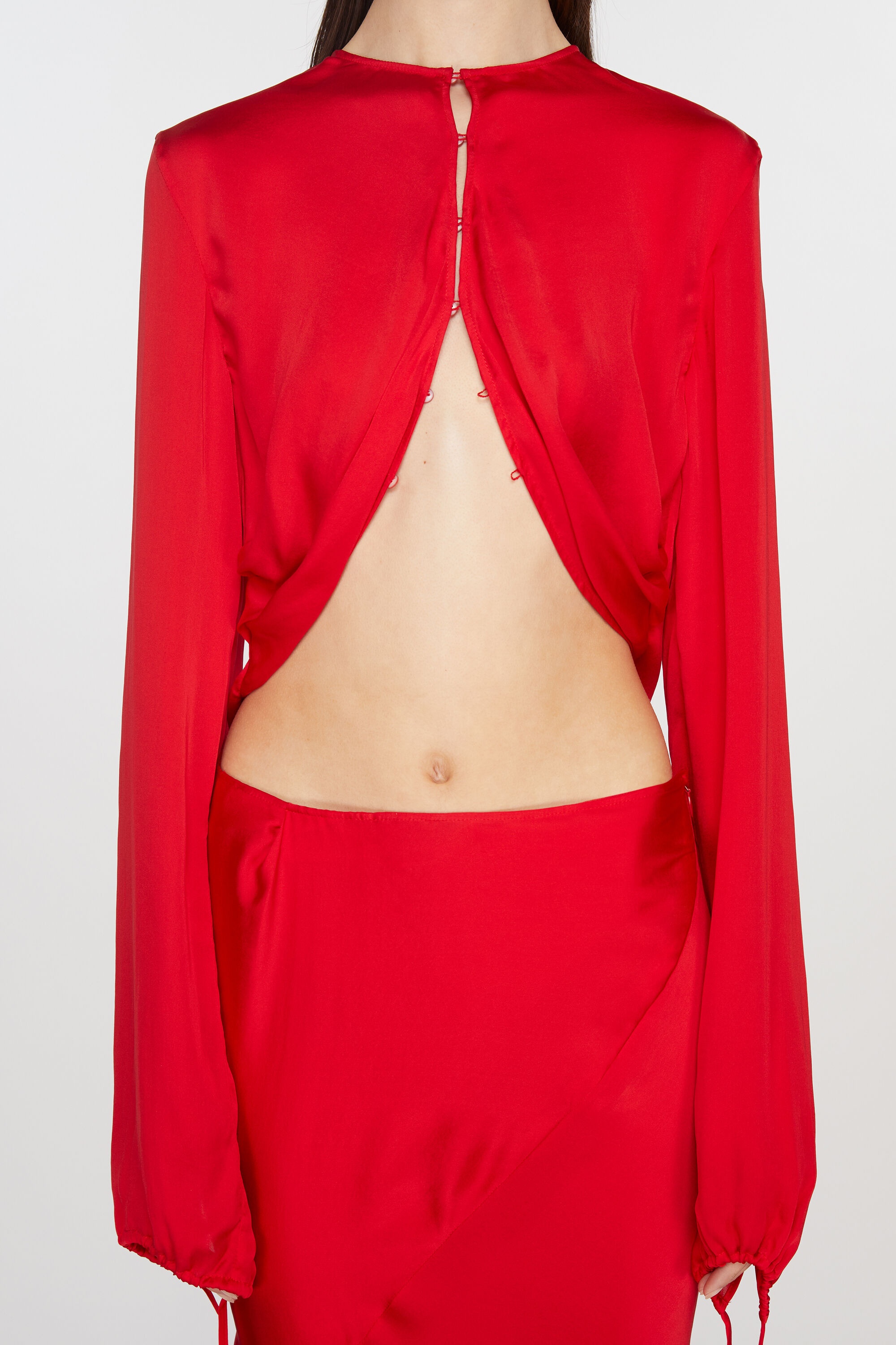 Fluid silk blouse - Bright Red - 4