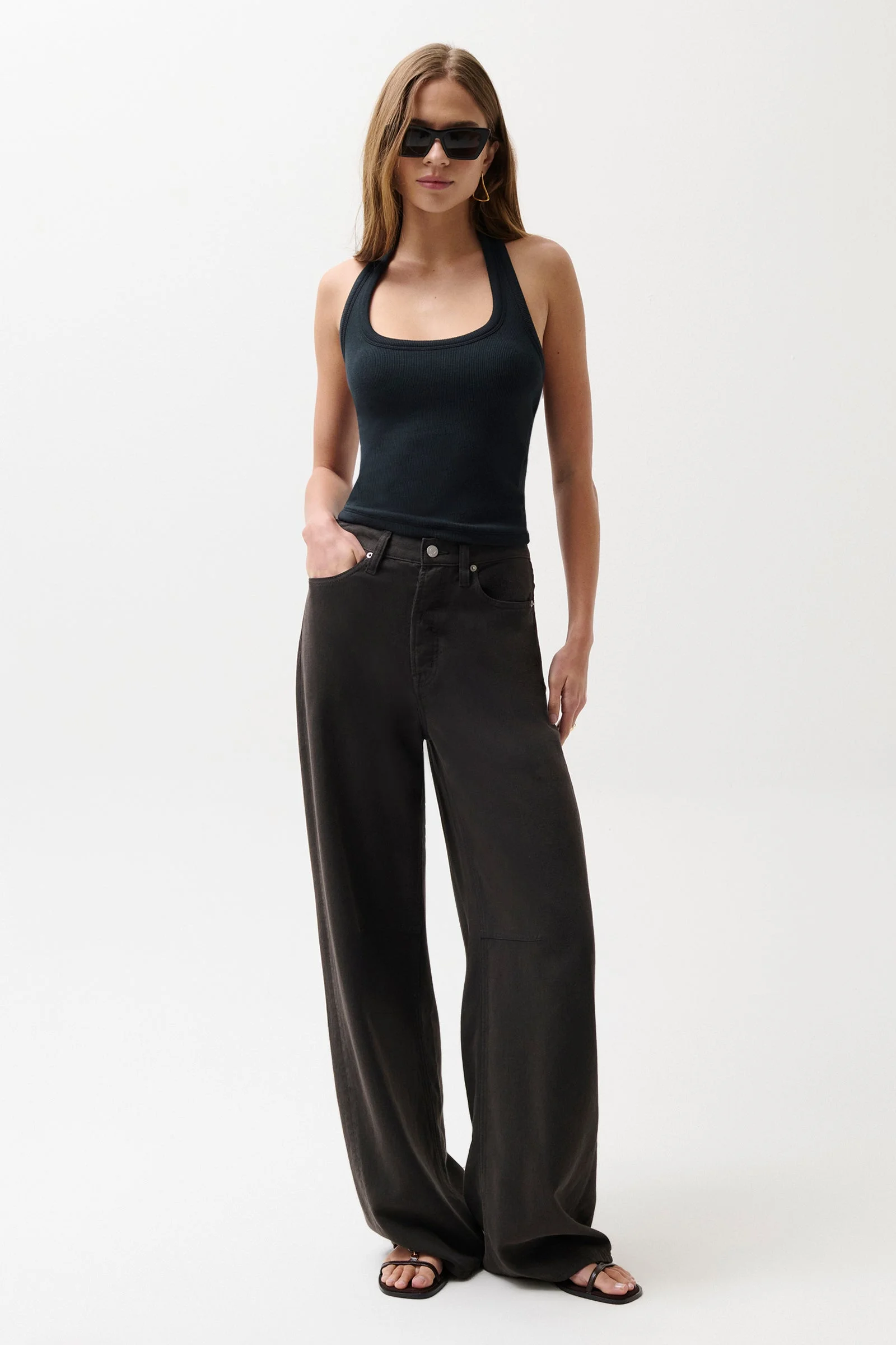 SYDNEY HIGH RISE LINEN BOWED WIDE - BRISTOL BLACK - 1