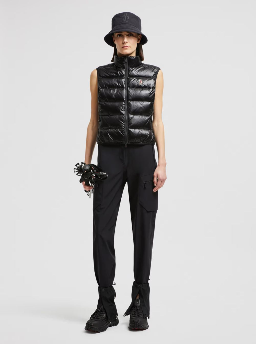 Moncler Grenoble Women Black High Neck Vest With Logo Applied On The Chest In Tech Fabric Woman - 4