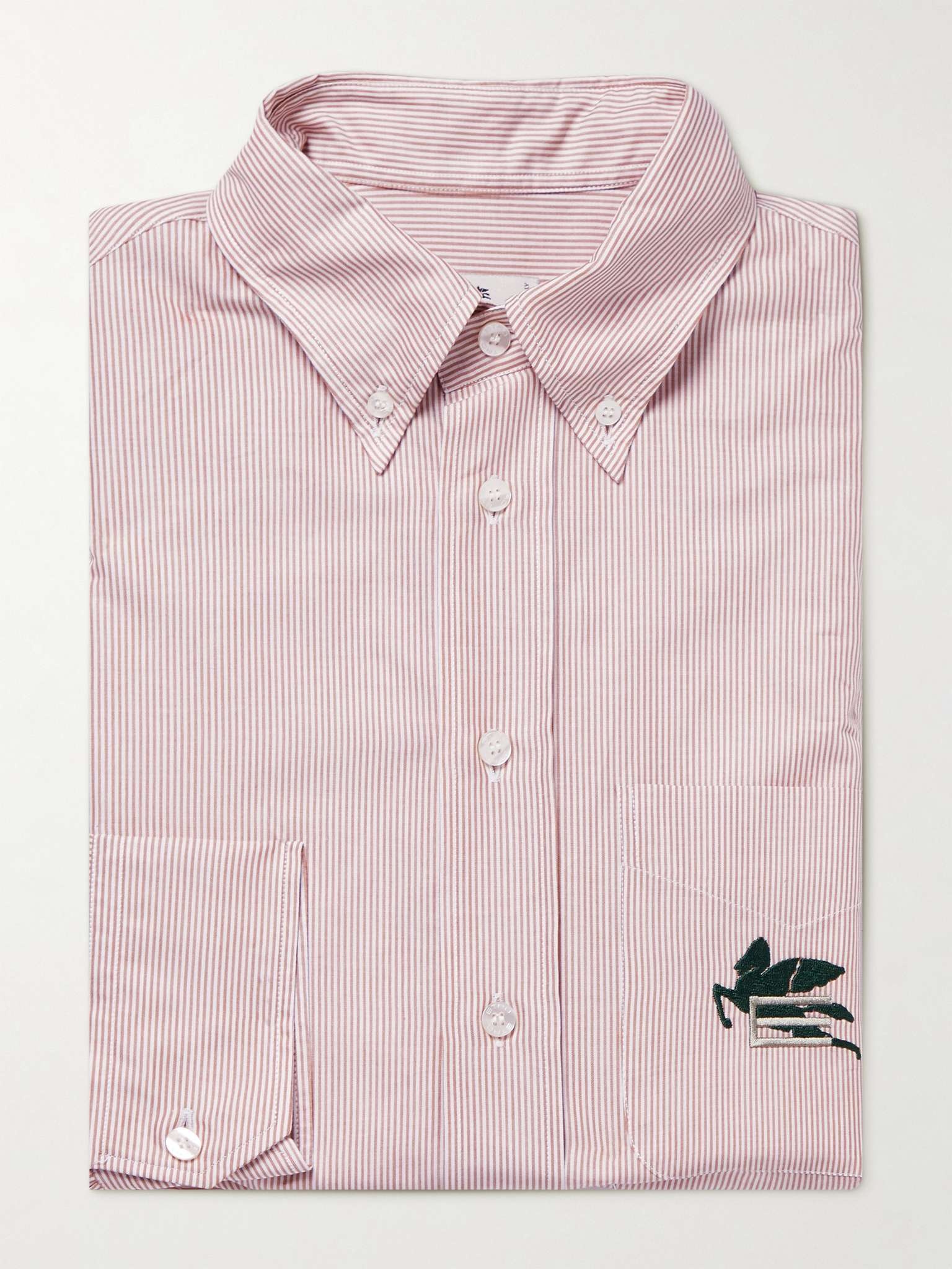 Button-Down Collar Logo-Embroidered Striped Cotton Shirt - 1