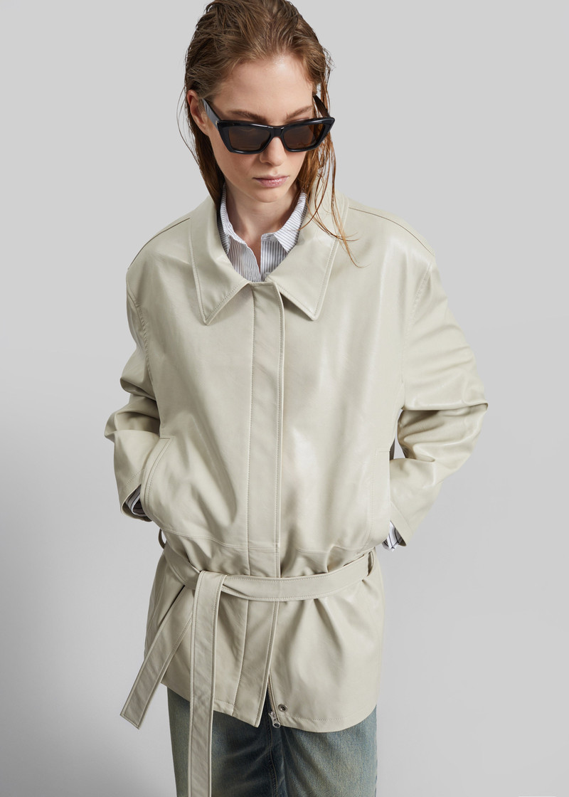 Low Classic Low Waist Artificial Leather Jacket - Beige 1