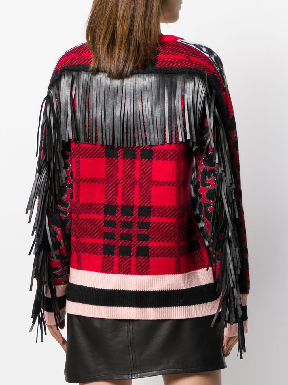 animal print fringed jumper - 4