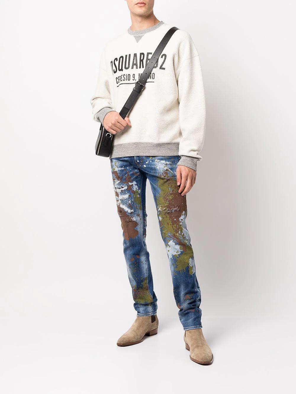 logo-print contrast-trimmed sweatshirt - 2