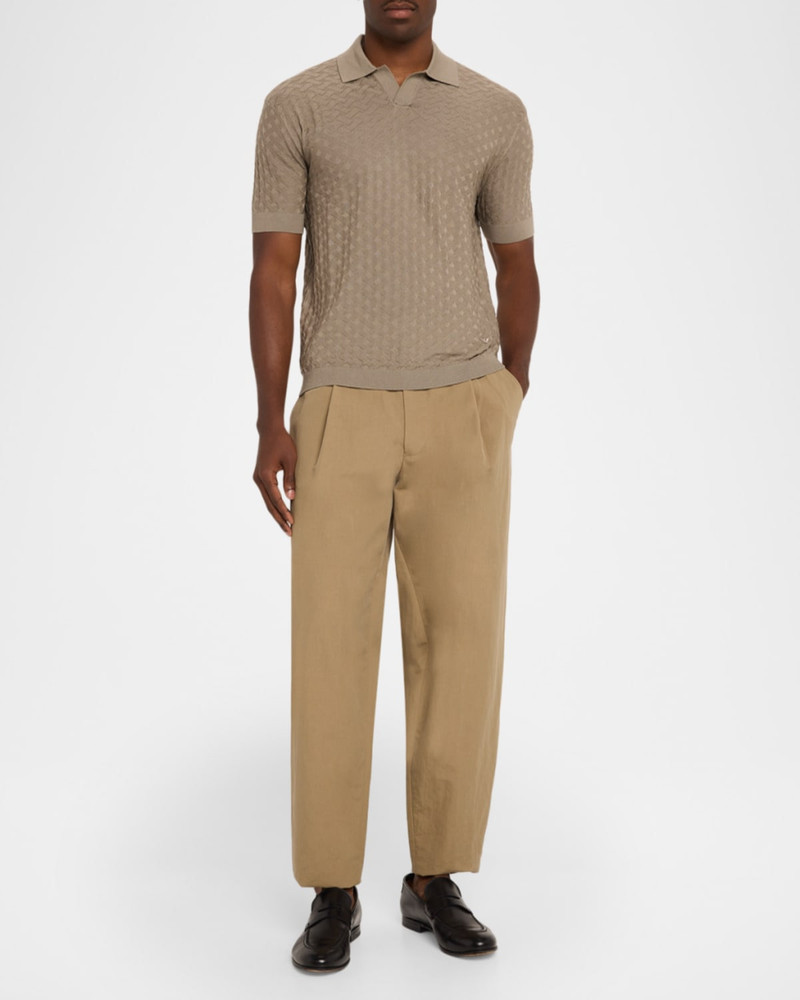 EMPORIO ARMANI Men's Wool Basketweave Jacquard Polo Sweater outlook