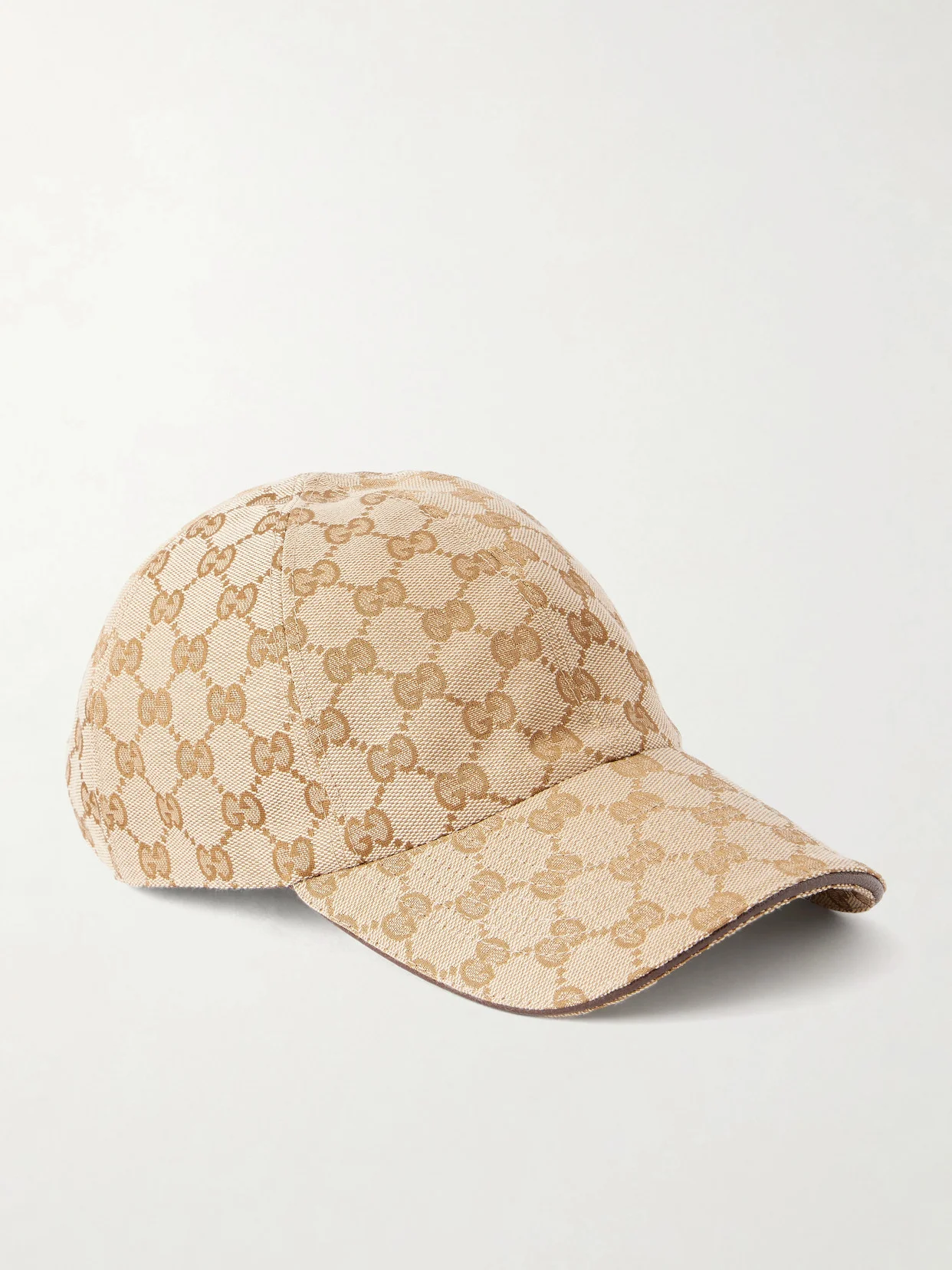 Leather-trimmed Cotton-blend Canvas-jacquard Baseball Cap - 1
