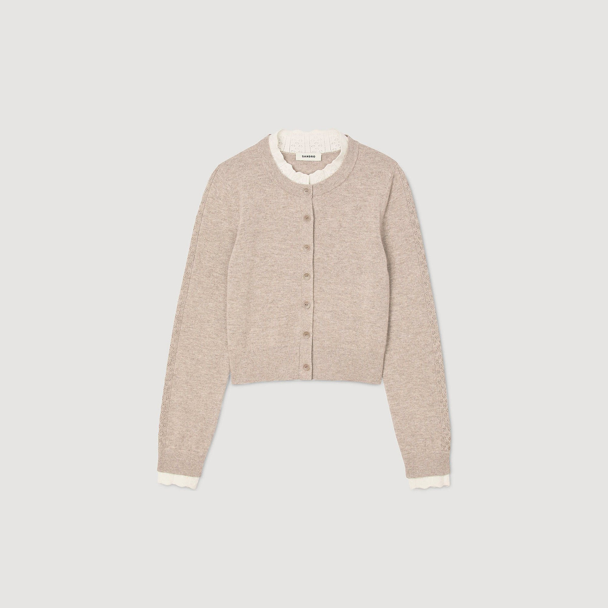 CARDIGAN WITH CONTRAST COLLAR - 6