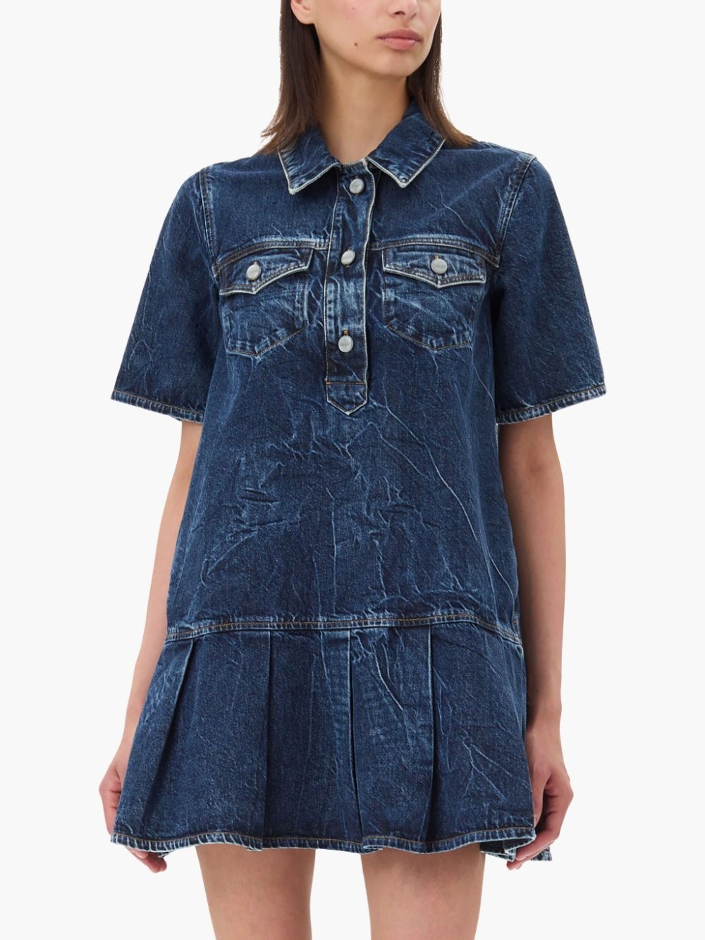 crinkled denim mini dress - 5