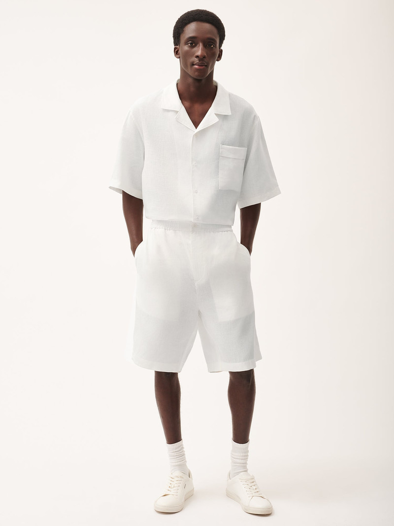 PANGAIA Mens DNA Aloe Linen Long Shorts - Off-White outlook