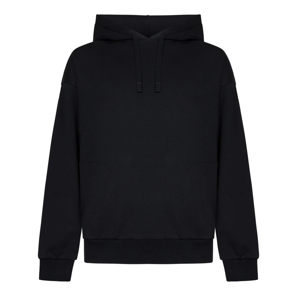 BLACK HOODED SWEATER WITH LOGO EMBROIDERY - 1