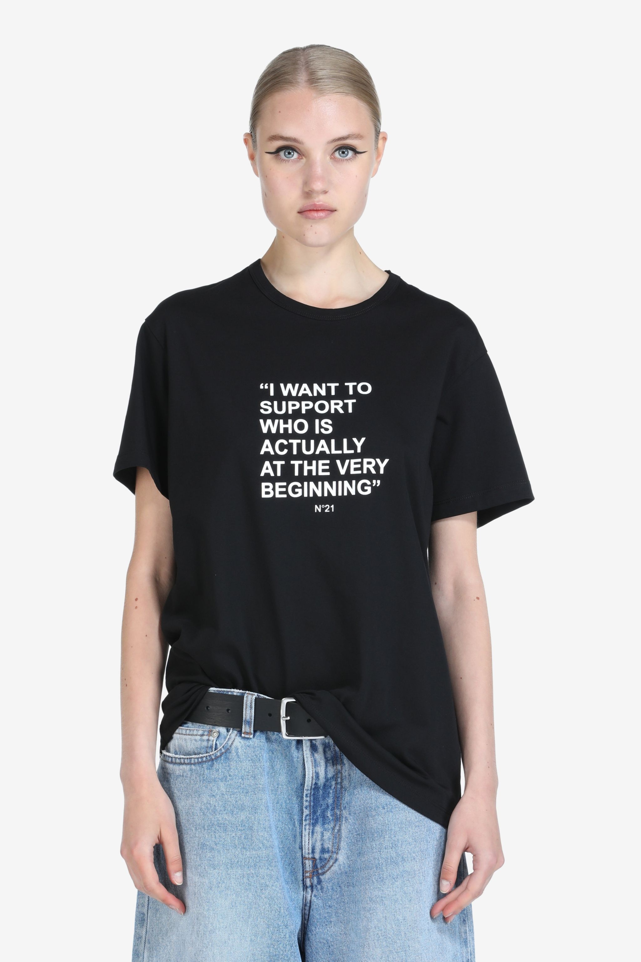 SLOGAN-PRINT COTTON T-SHIRT - 1