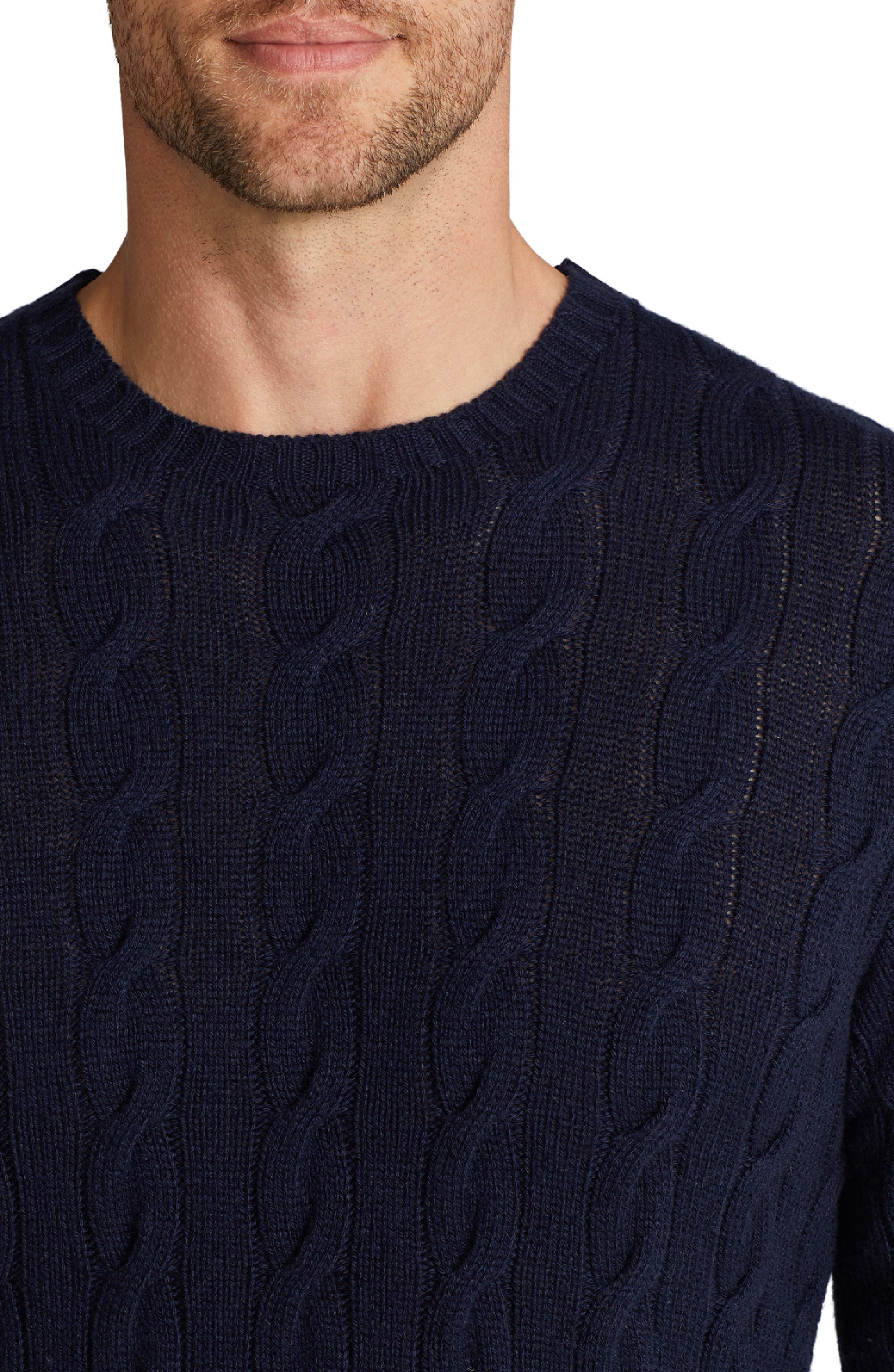 Cable Stitch Cashmere Crewneck Sweater - 4
