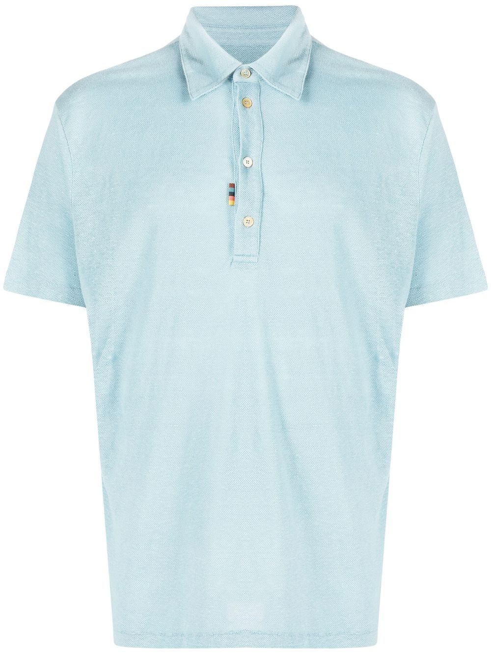 short-sleeve linen polo shirt - 1