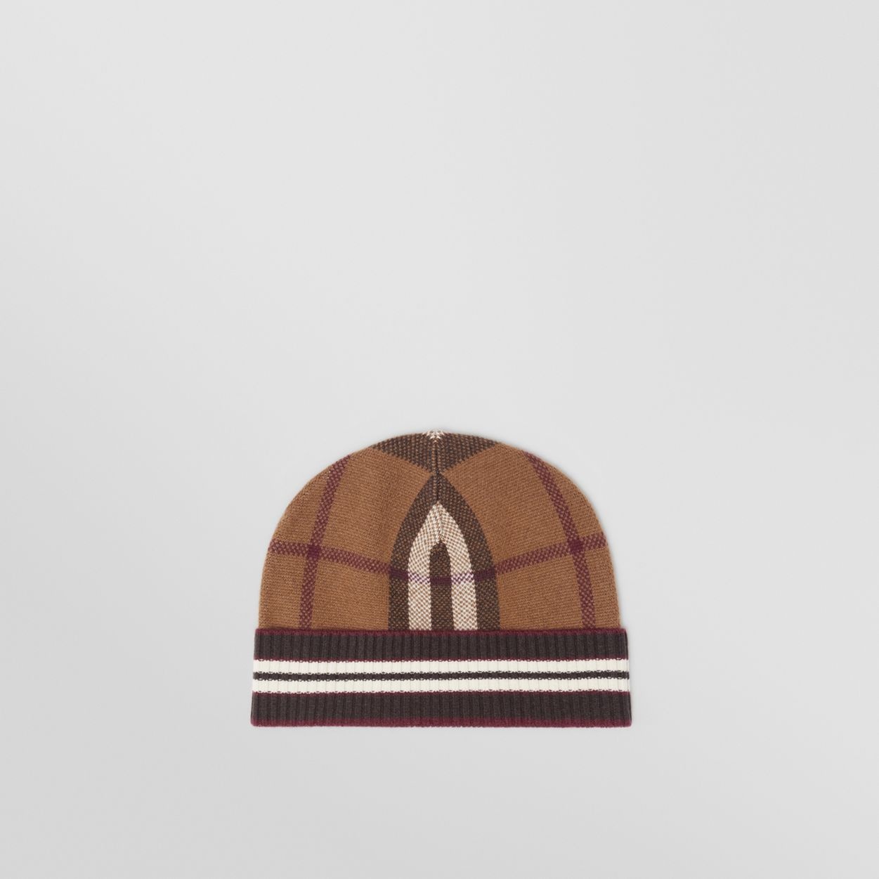 Check and Stripe Cashmere Beanie - 3