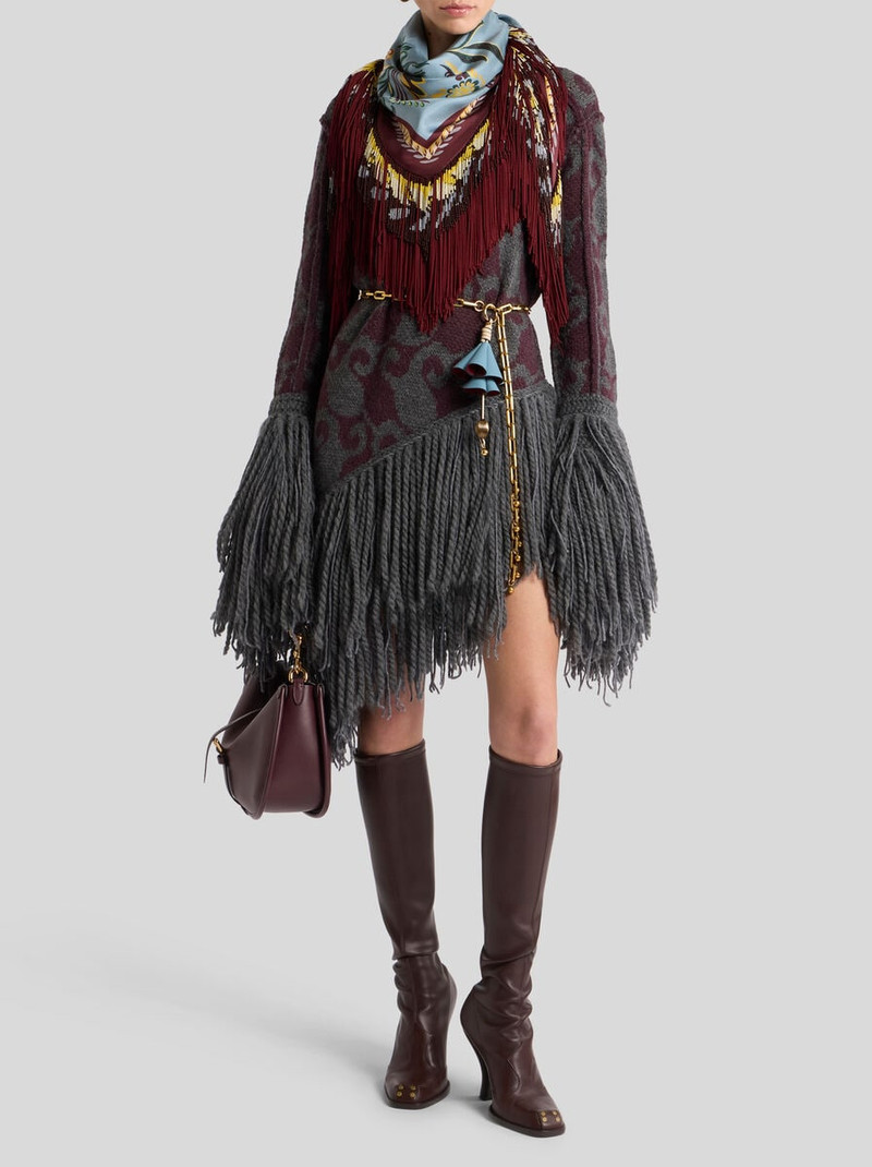 Etro WOOL AND ALPACA JACQUARD MINI DRESS WITH FRINGING outlook