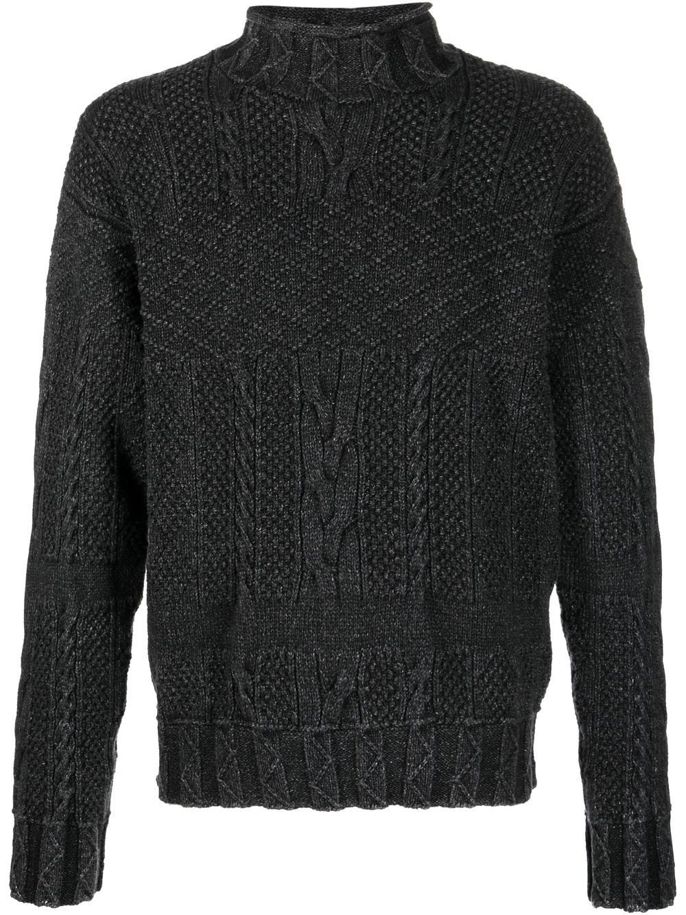 cable-knit funnel-neck jumper - 1
