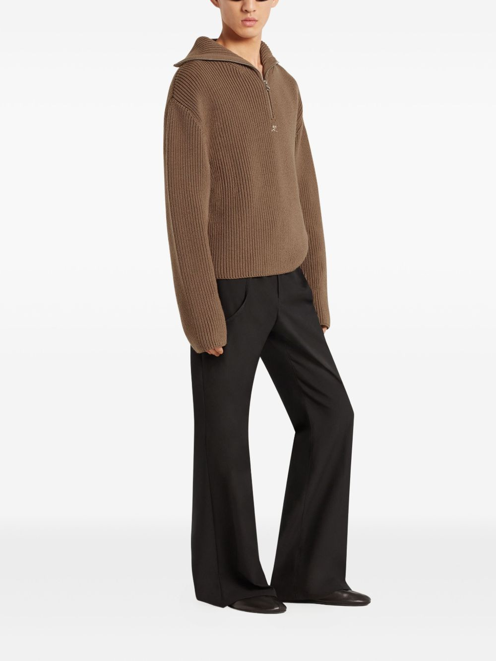 half-zip ribbed-knit sweater - 2