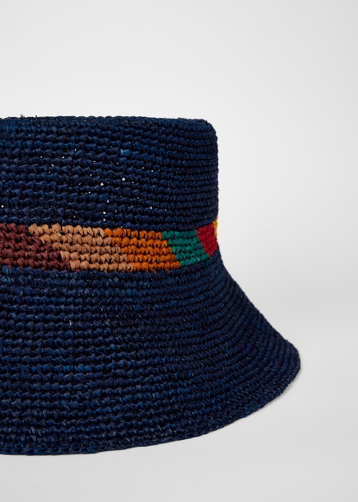 Women's Blue 'Signature Stripe' Trim Straw Hat - 3
