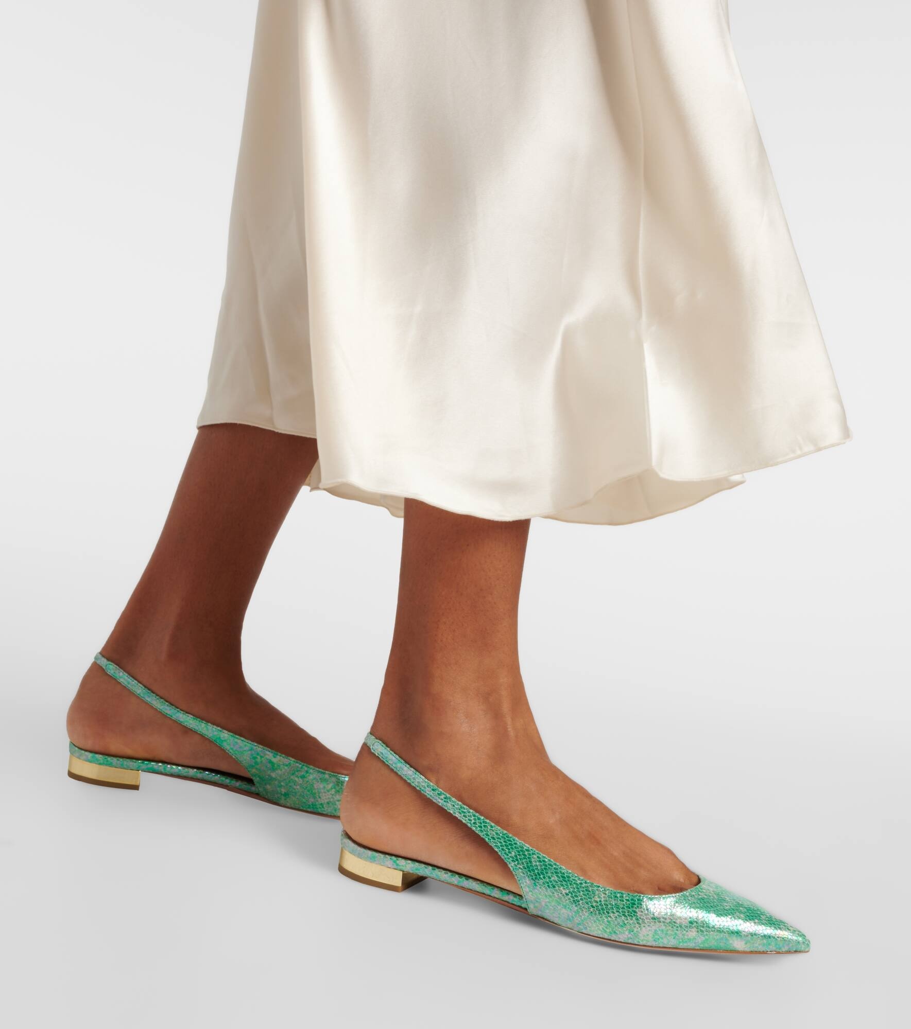 Purist snake-effect leather slingback flats - 4