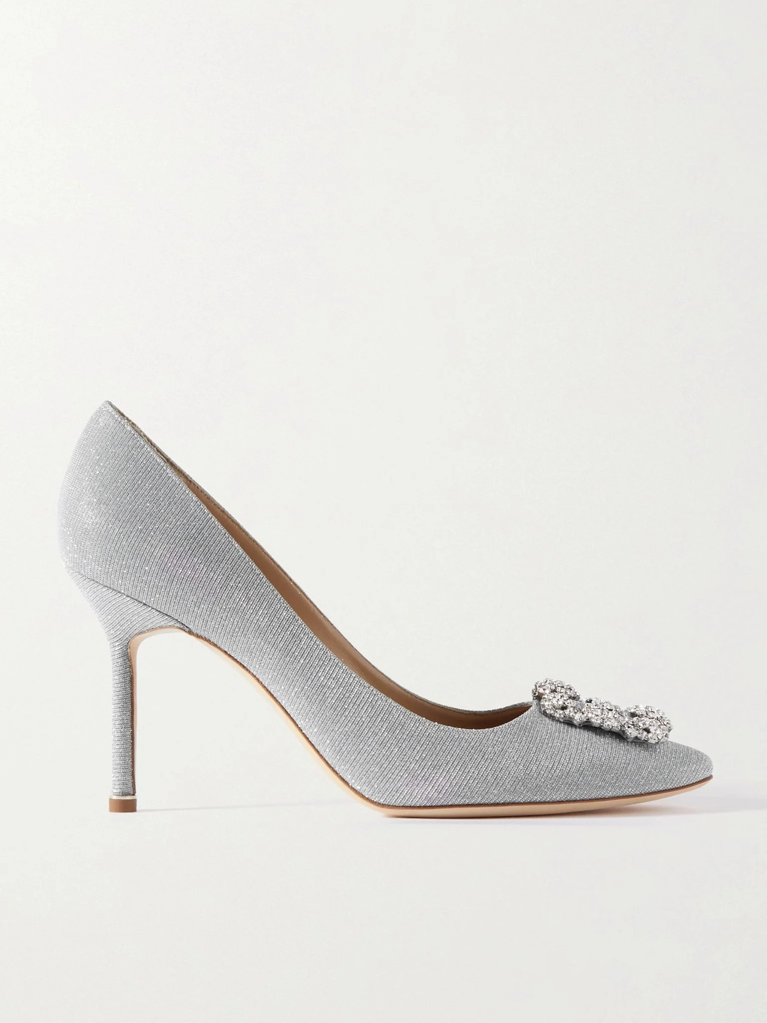 Hangisi 90 crystal-embellished glittered satin pumps Silver - 1