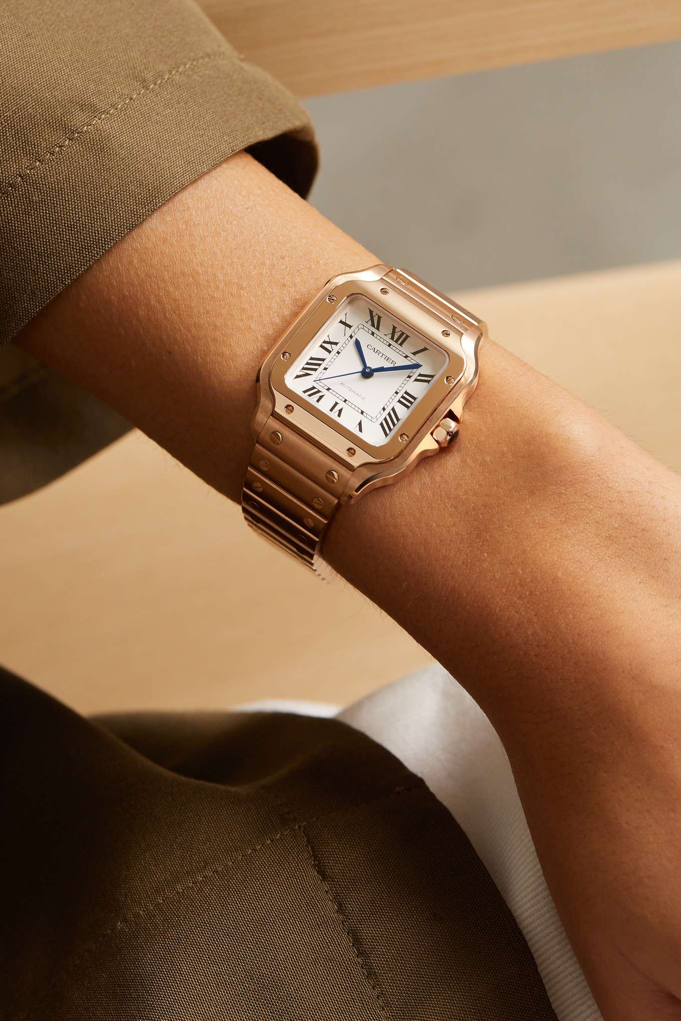 Santos de Cartier Automatic 35mm medium 18-karat rose gold watch - 2