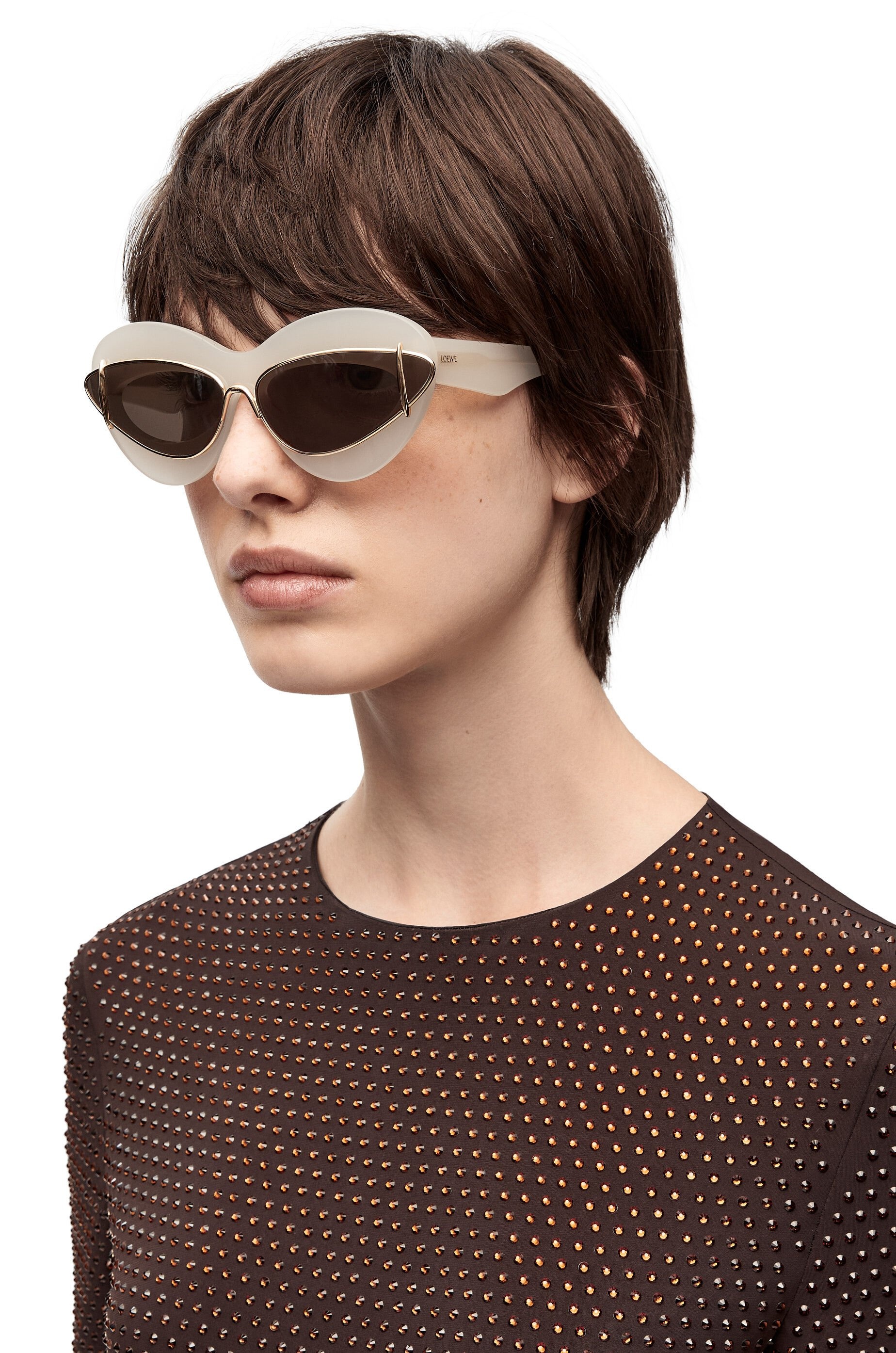 Cateye double frame sunglasses in acetate and metal - 2