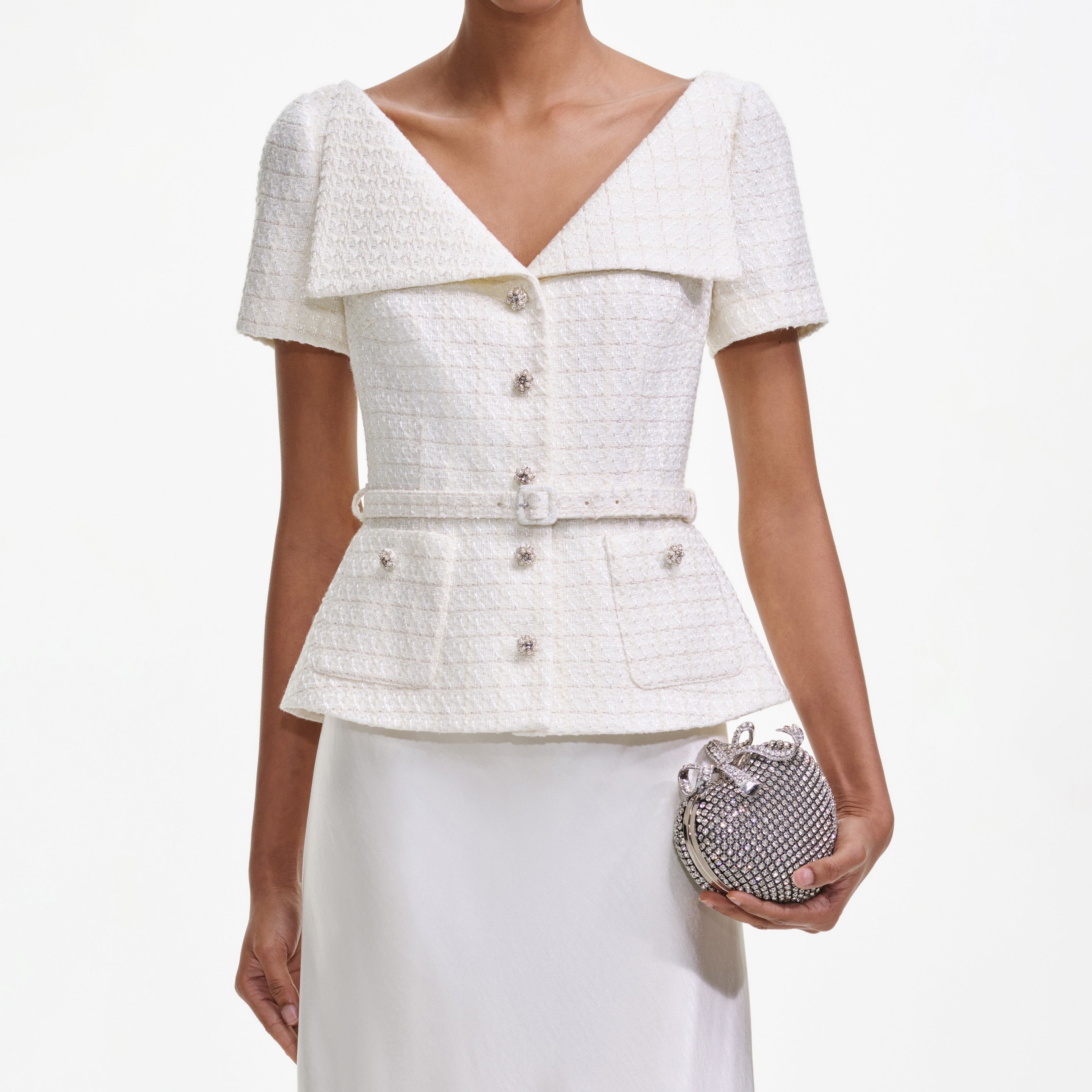 Cream Boucle Tailored Maxi Dress - 4