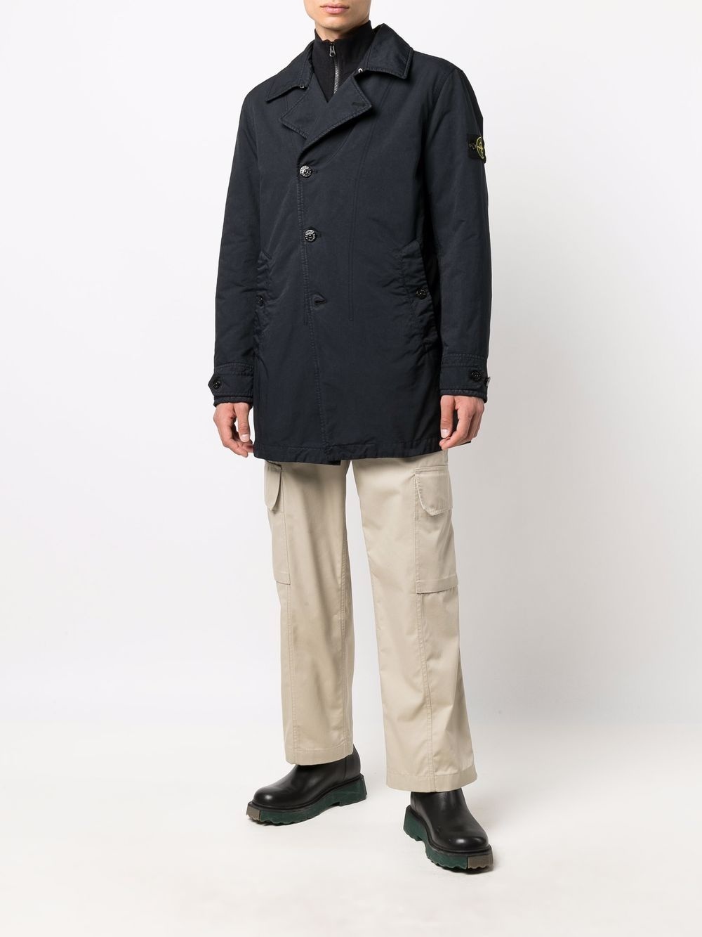 button-up logo-patch coat - 2